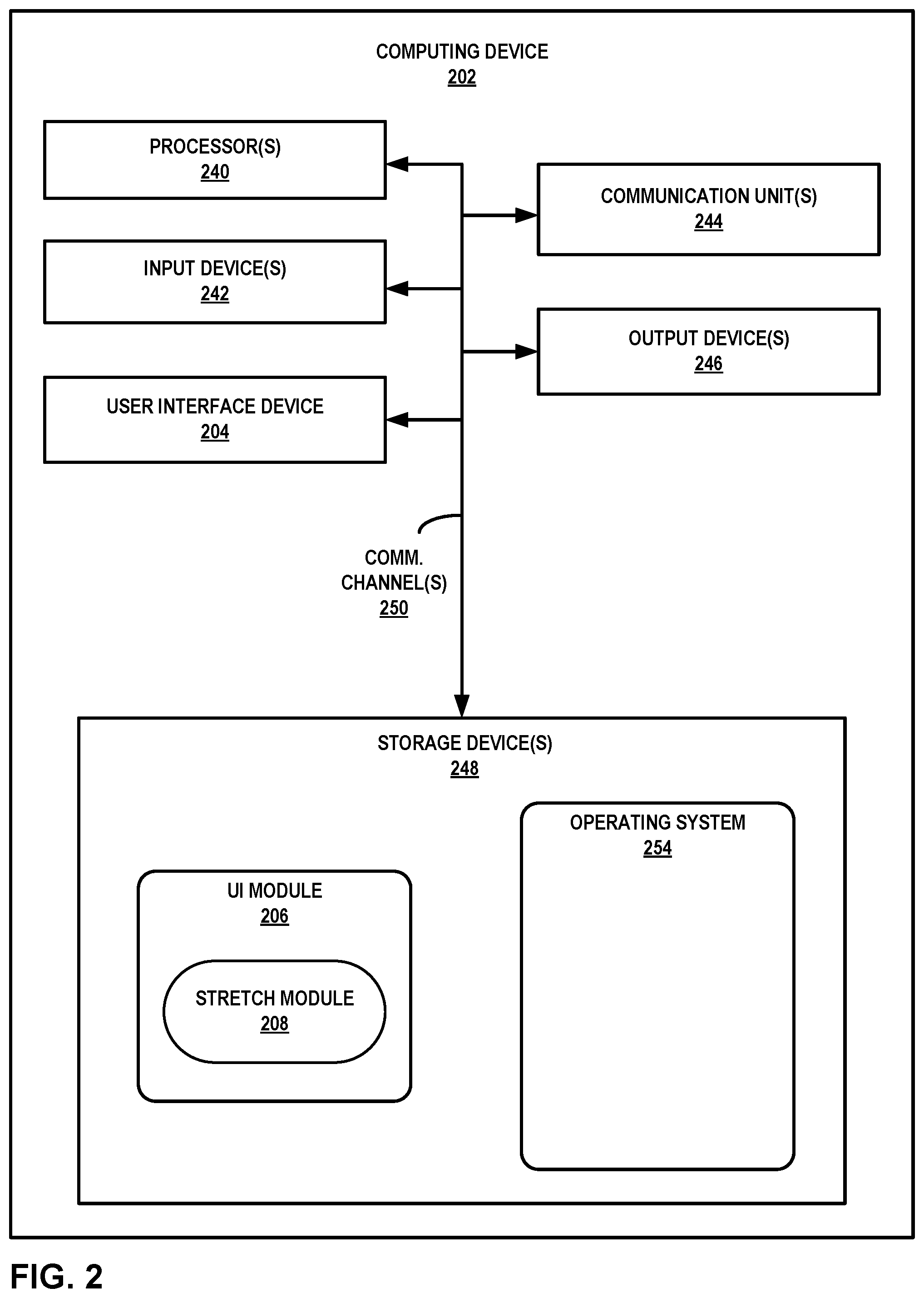 Patent US12366954 Figure 2 – Stretching content to indicate scrolling beyond the end of the content