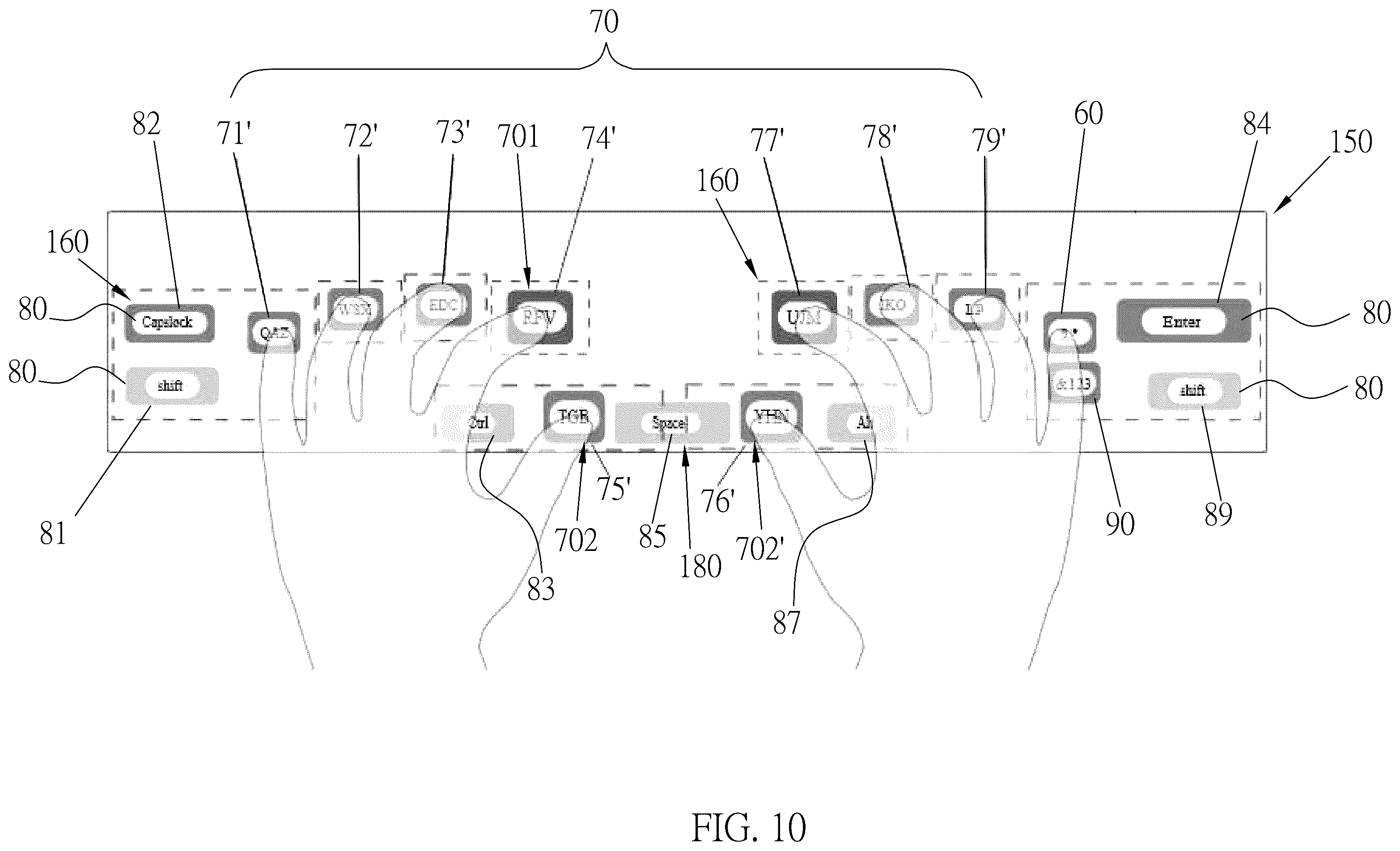 Patent US12366955 Figure 10 – Recognition system for recognizing multiple inputs of gestures, handwriting symbols and virtual keys on touch screen