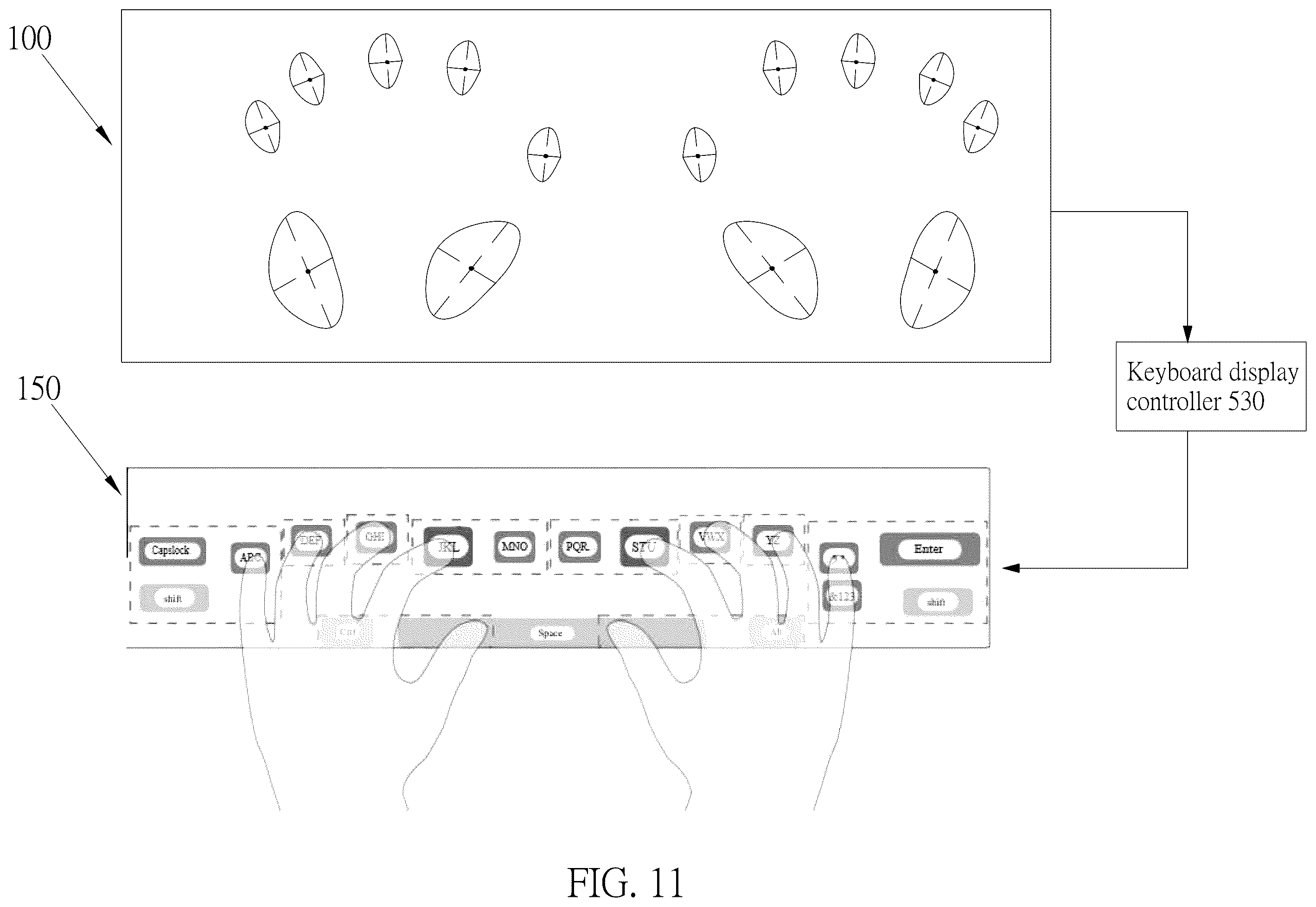 Patent US12366955 Figure 11 – Recognition system for recognizing multiple inputs of gestures, handwriting symbols and virtual keys on touch screen