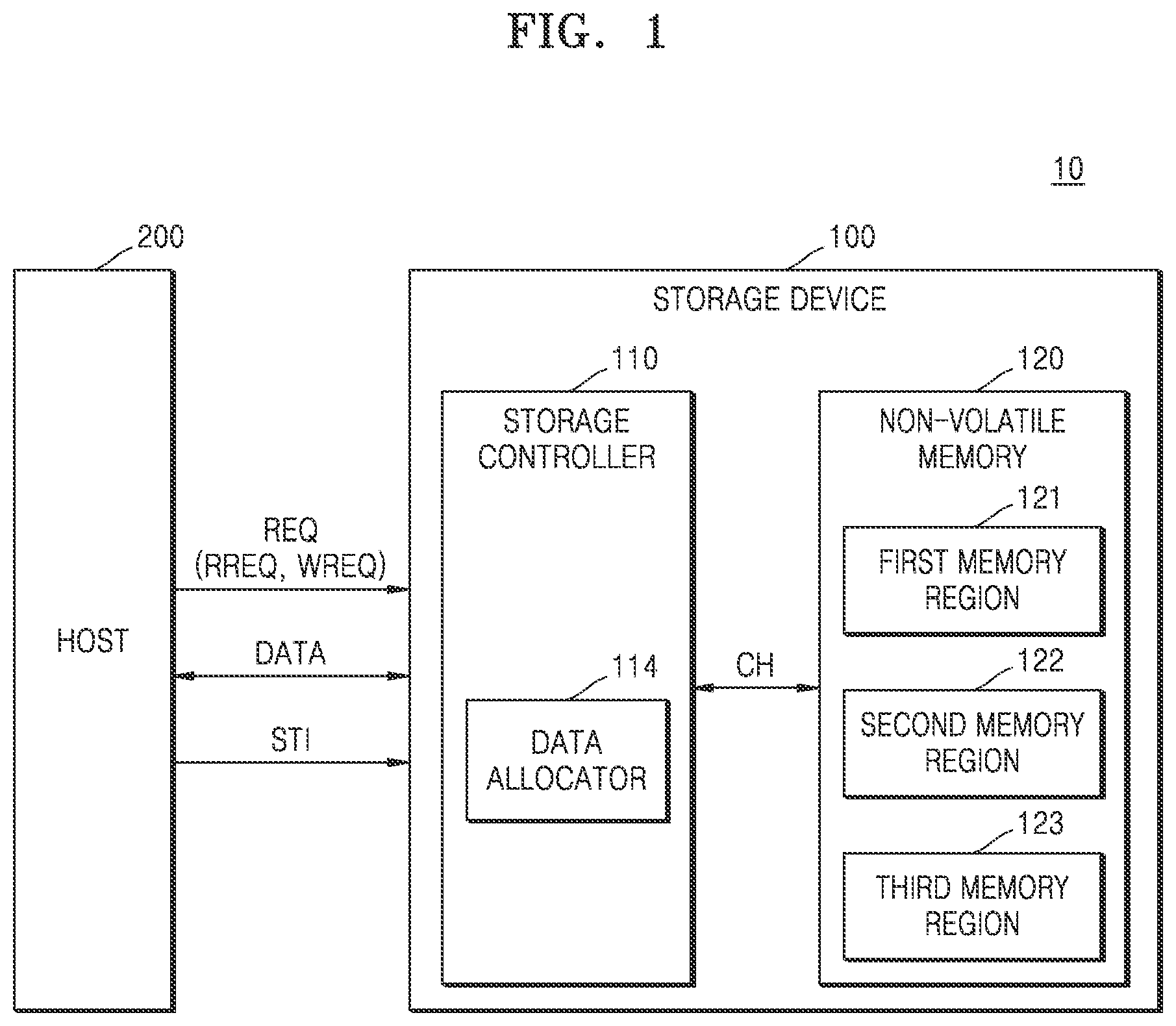 Patent US12366970 Figure 1 – Storage device and operating method