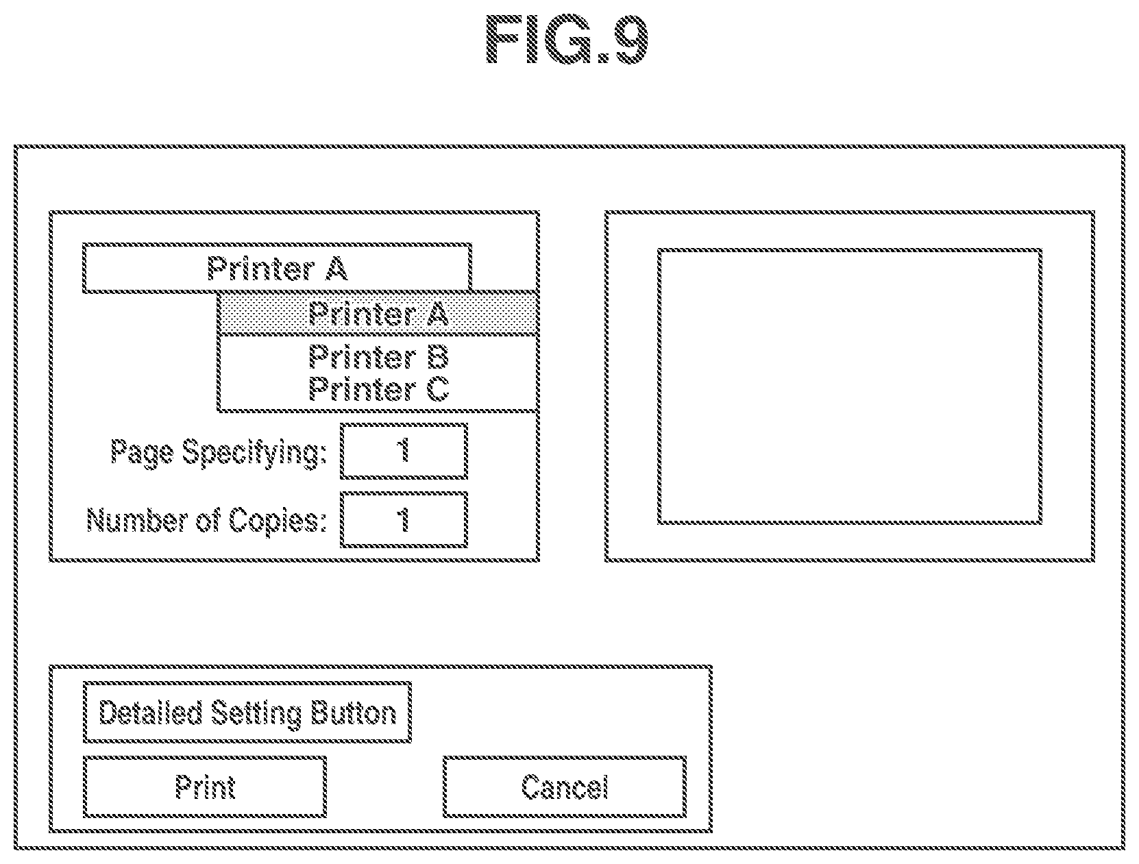 Patent US12367001 Figure 9 – Storage medium, computer, and method related to application for providing print setting screen