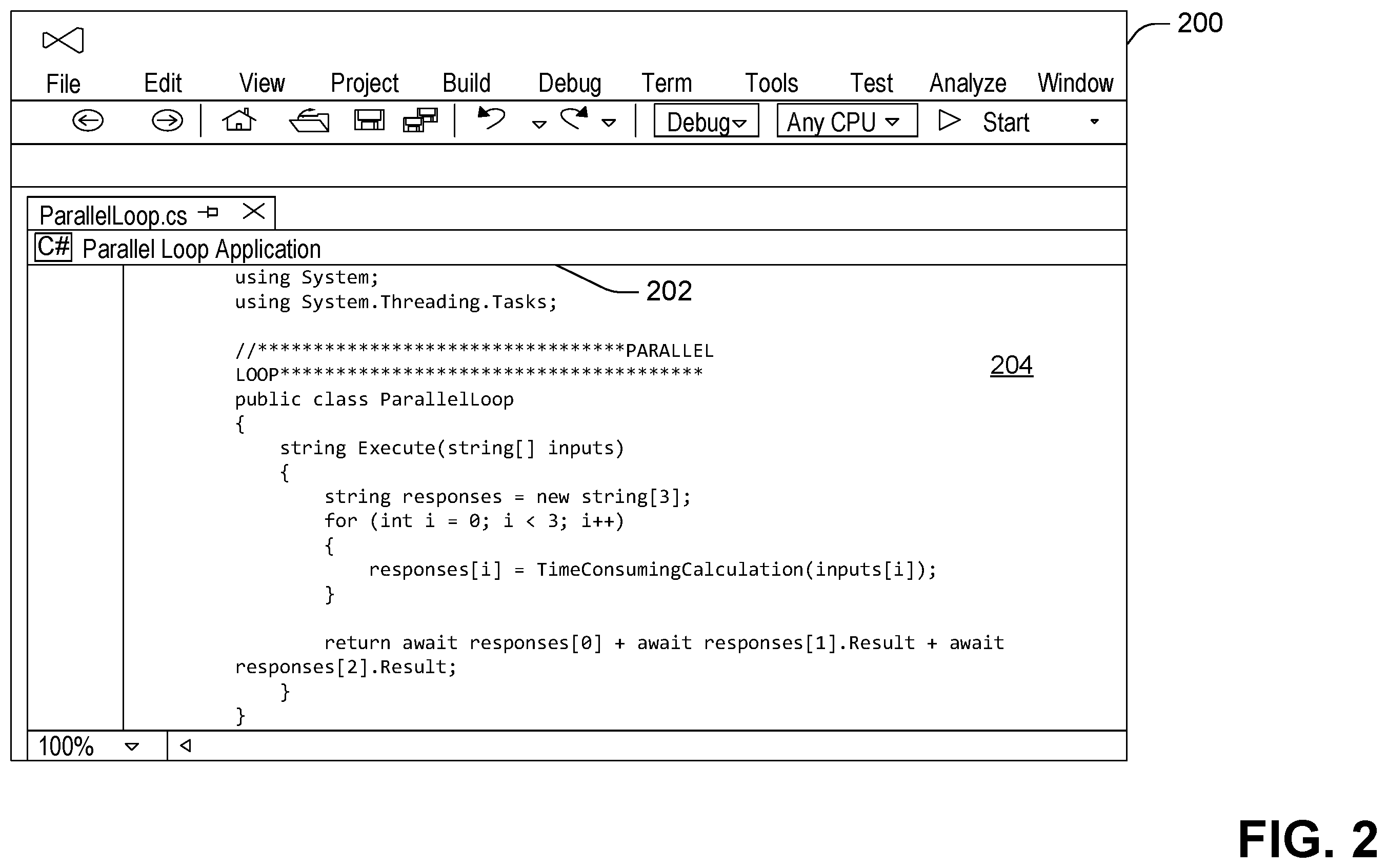 Patent US12367023 Figure 2 – Compilation and execution of source code as services