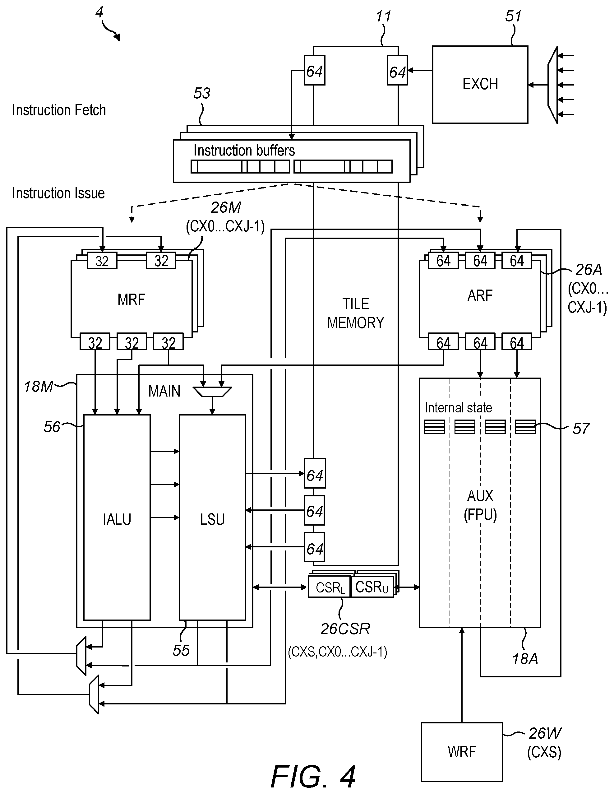 Patent US12367043 Figure 2 – Multi-threaded barrel processor using shared weight registers in a common weights register file
