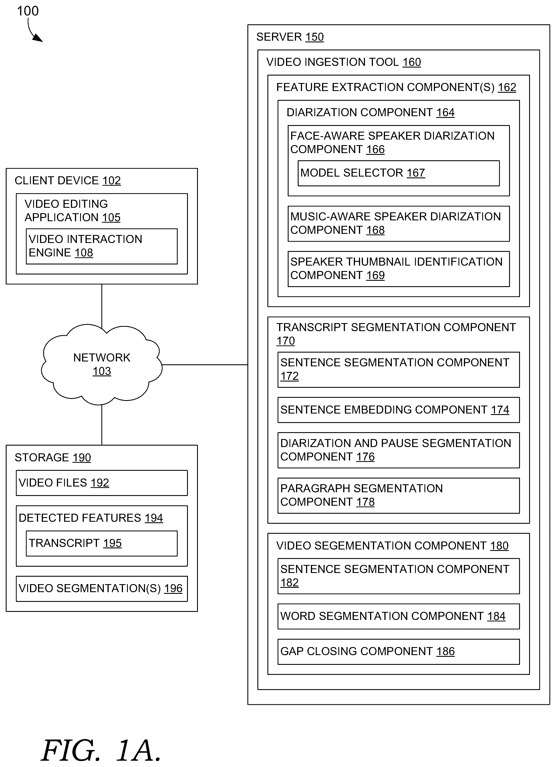 Patent US12367238 Figure 1 – Visual and text search interface for text-based video editing