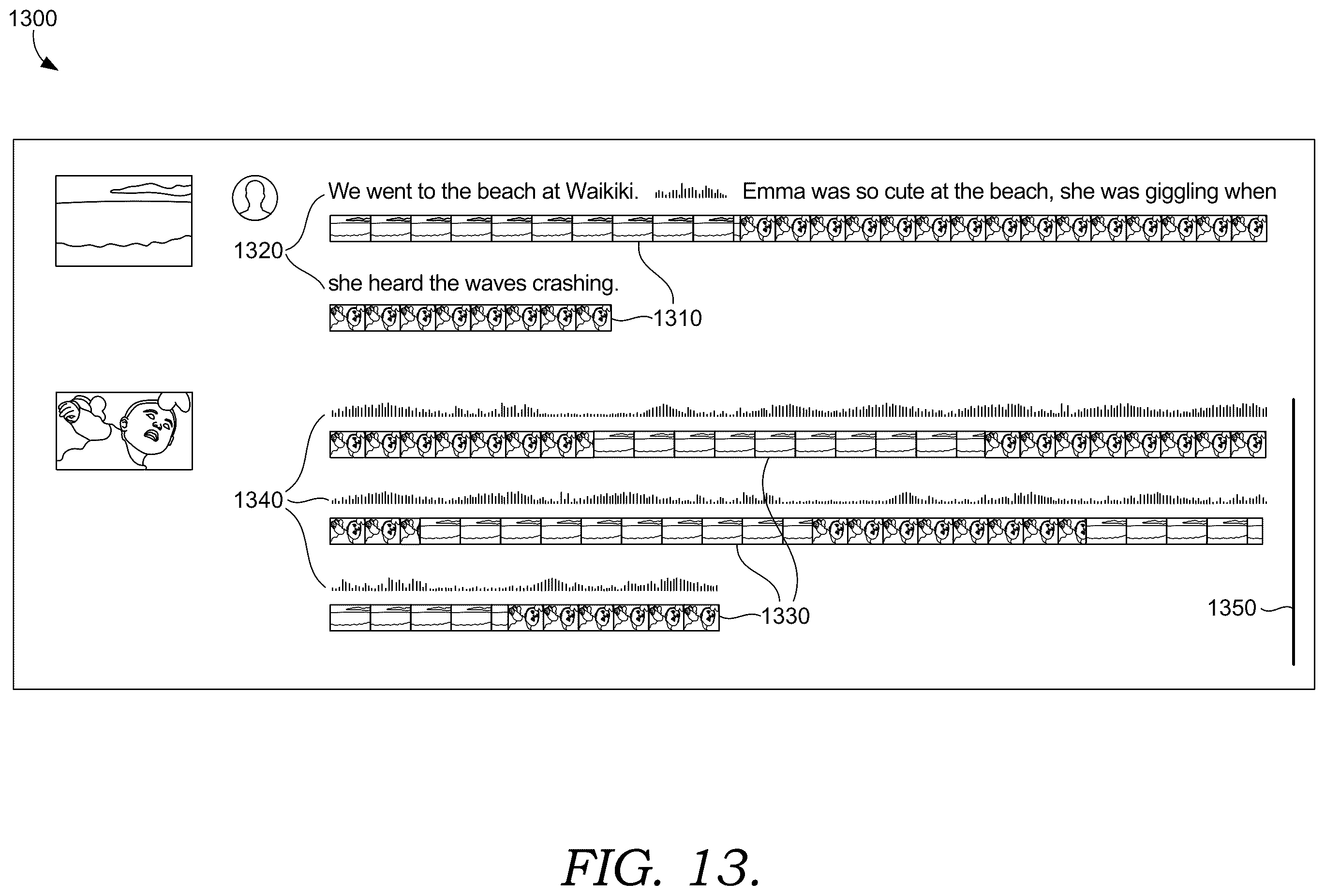 Patent US12367238 Figure 16 – Visual and text search interface for text-based video editing