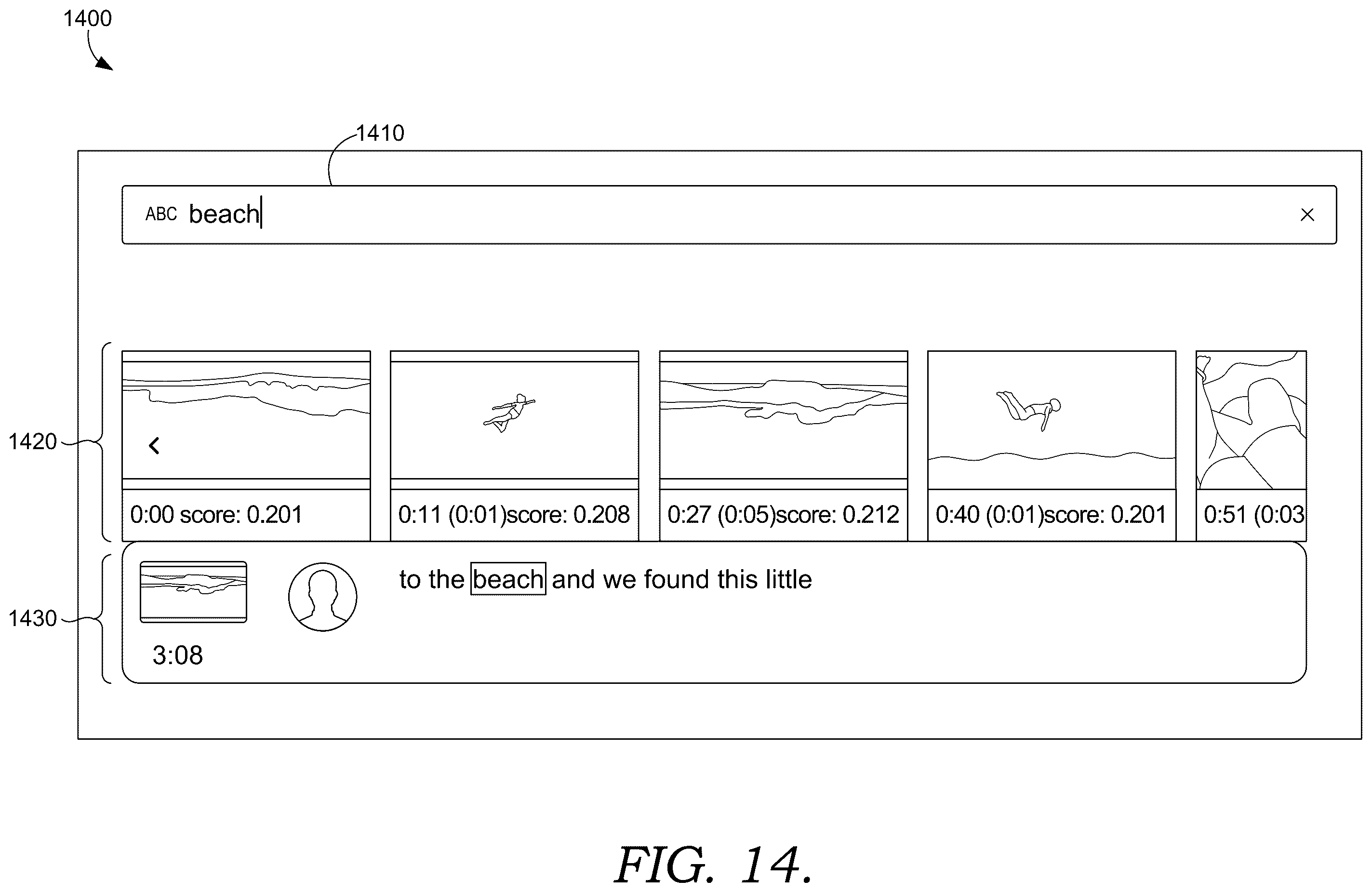 Patent US12367238 Figure 17 – Visual and text search interface for text-based video editing