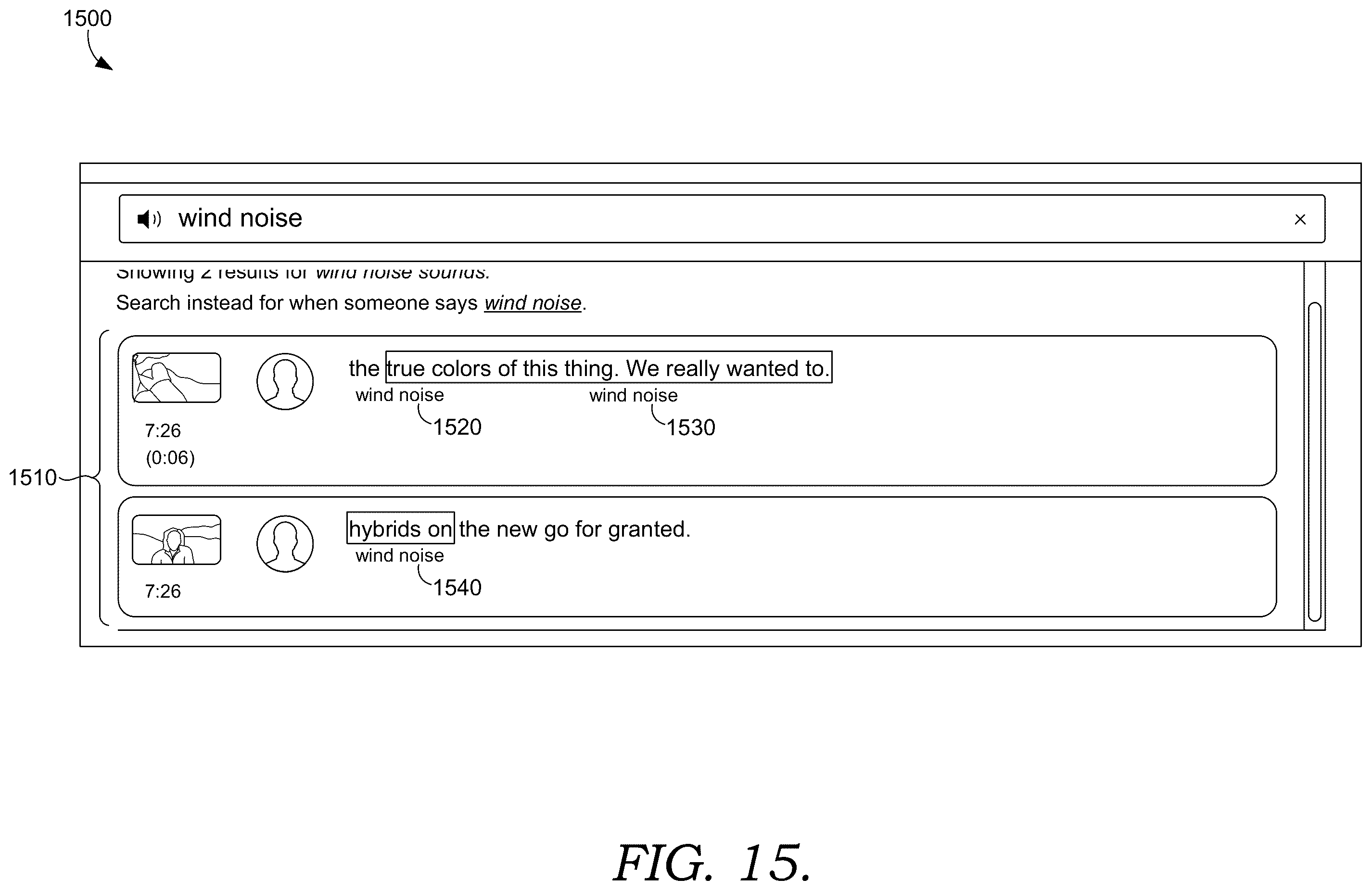 Patent US12367238 Figure 18 – Visual and text search interface for text-based video editing