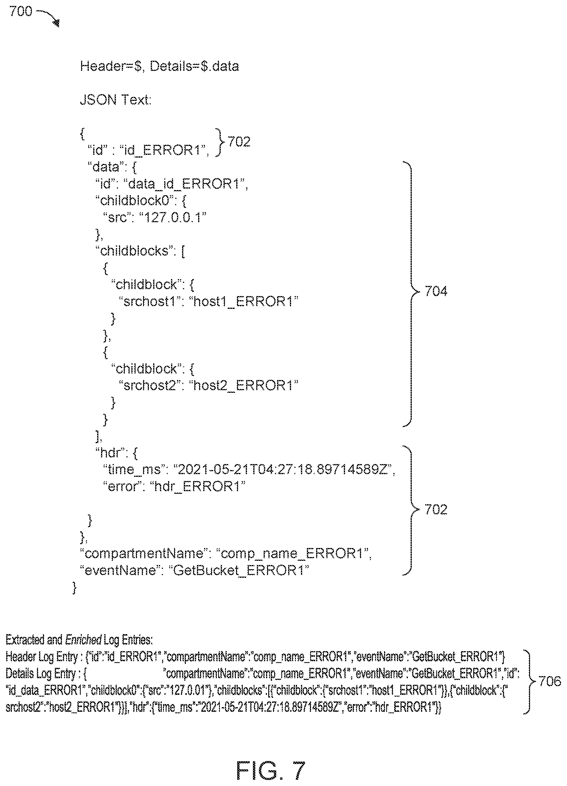 Patent US12367241 Figure 7 – System and techniques for enriching log records with fields from other log records in structured format