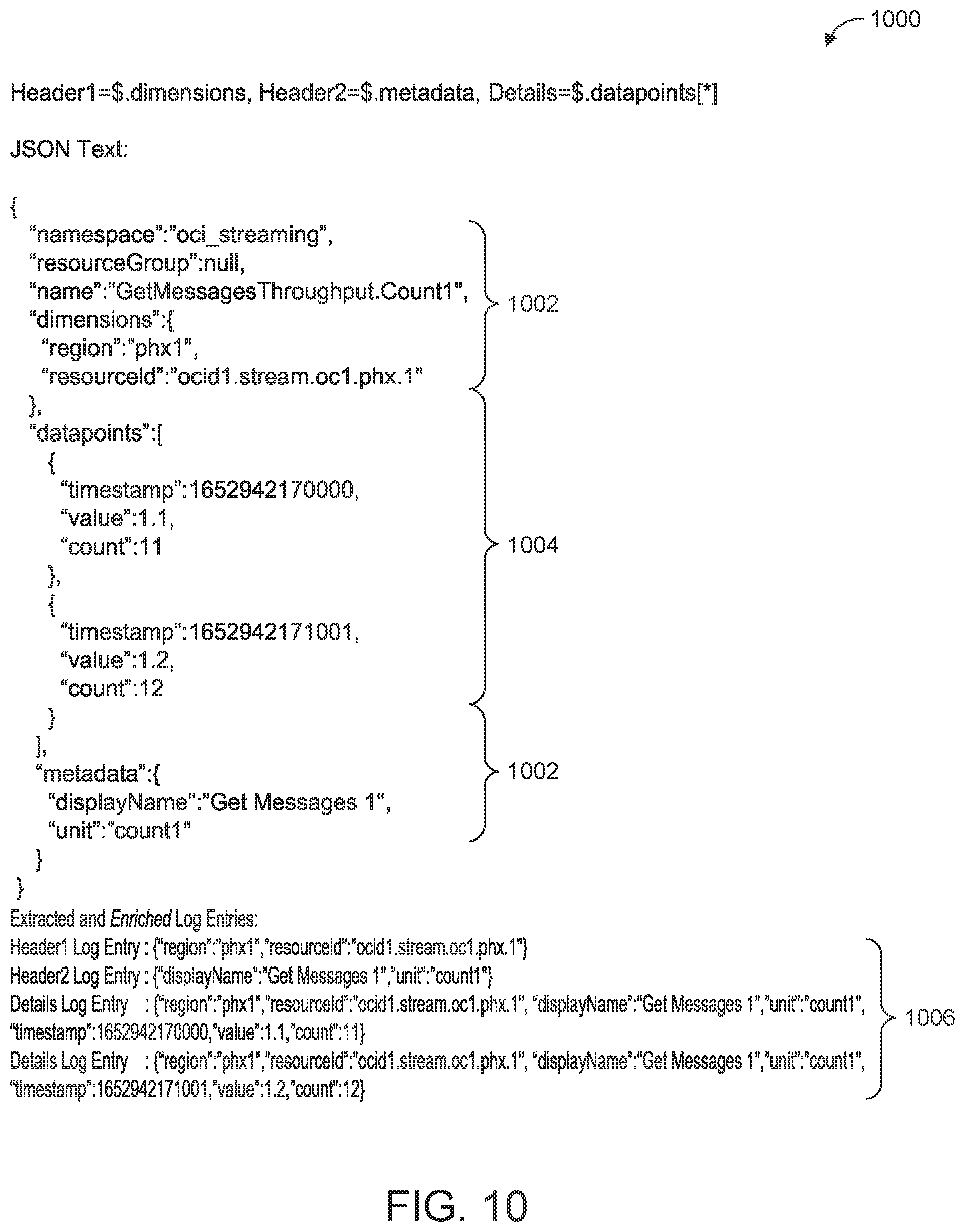 Patent US12367241 Figure 10 – System and techniques for enriching log records with fields from other log records in structured format
