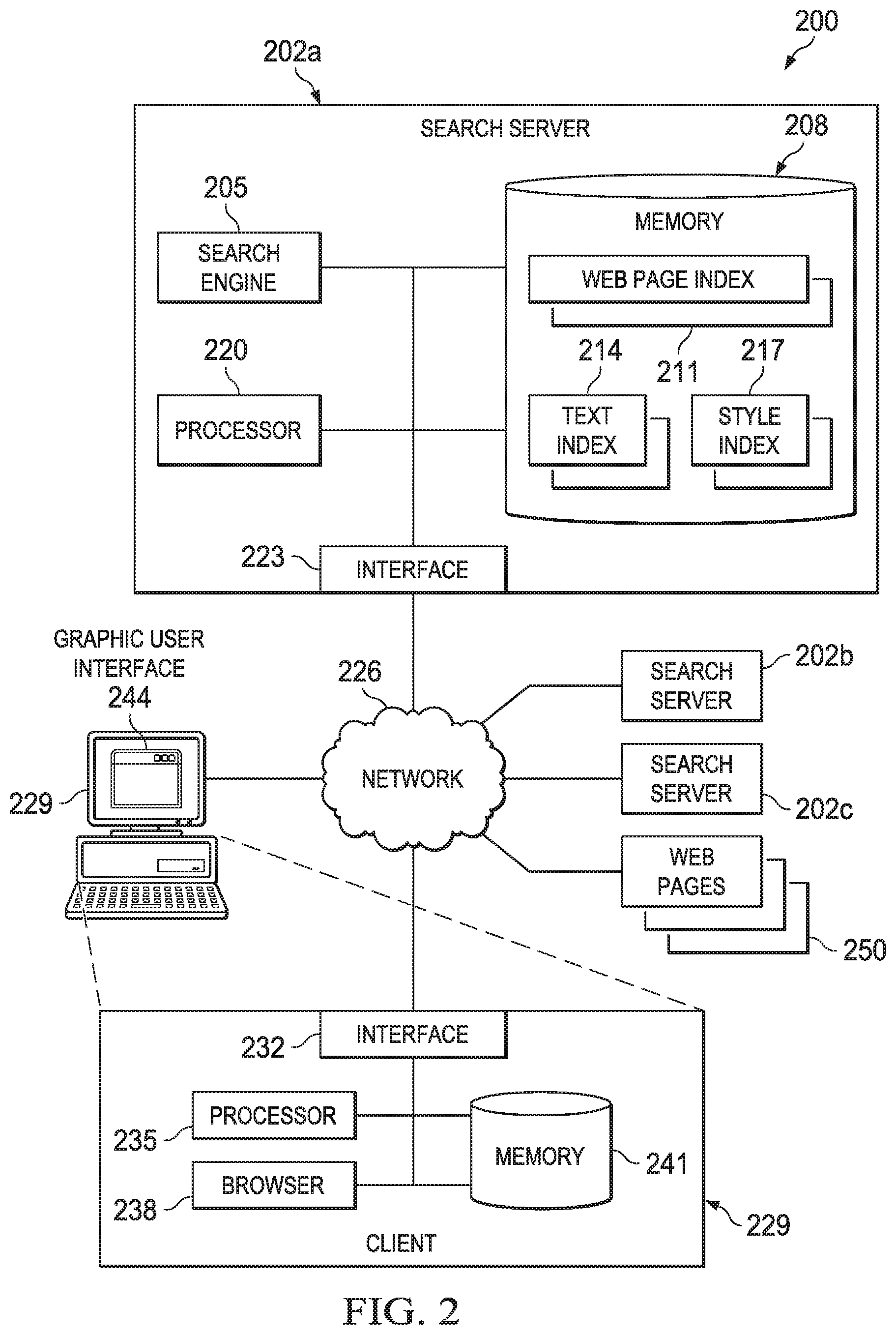 Patent US12367246 Figure 2 – Displaying stylized text snippets with search engine results