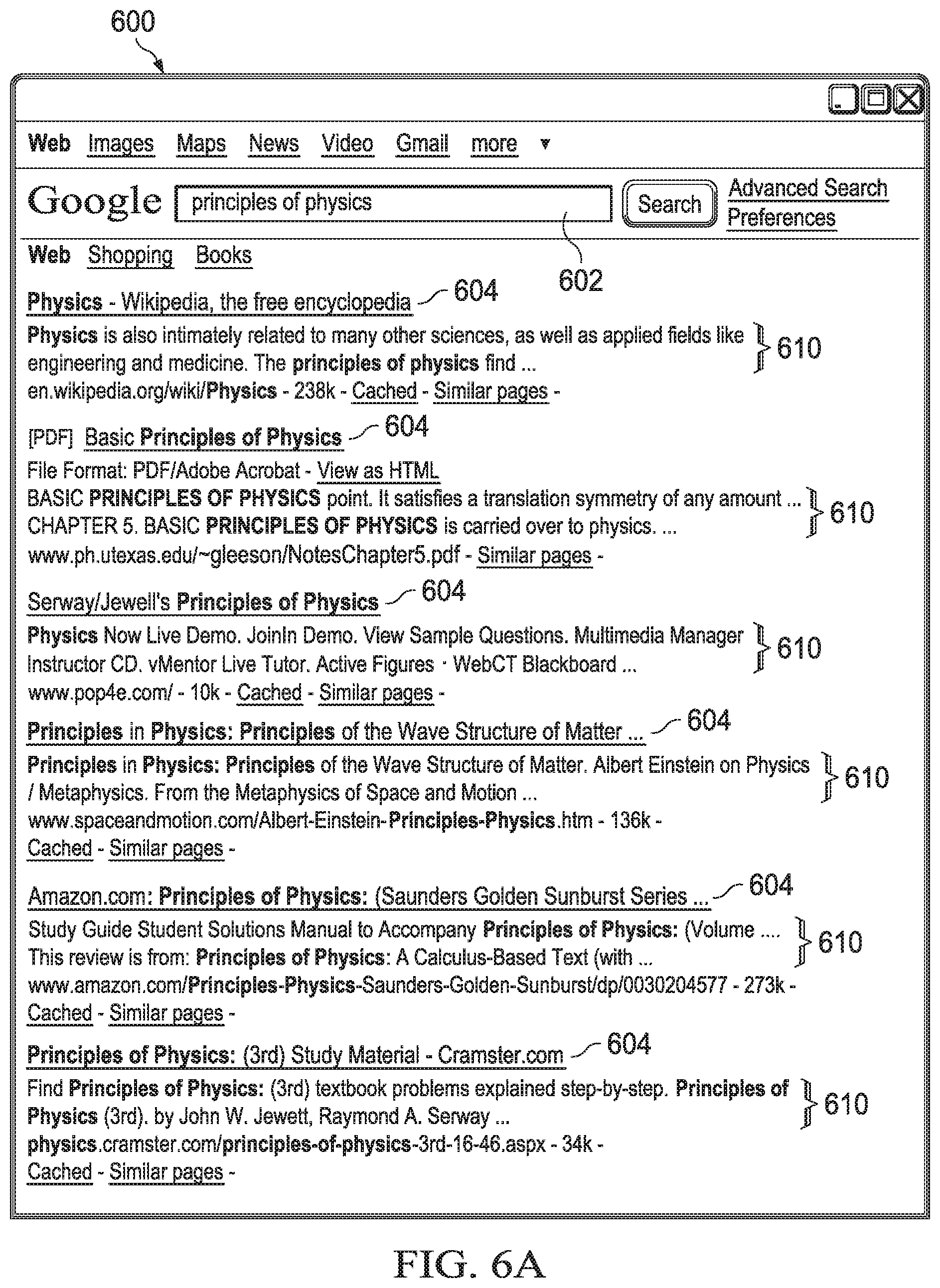 Patent US12367246 Figure 6 – Displaying stylized text snippets with search engine results