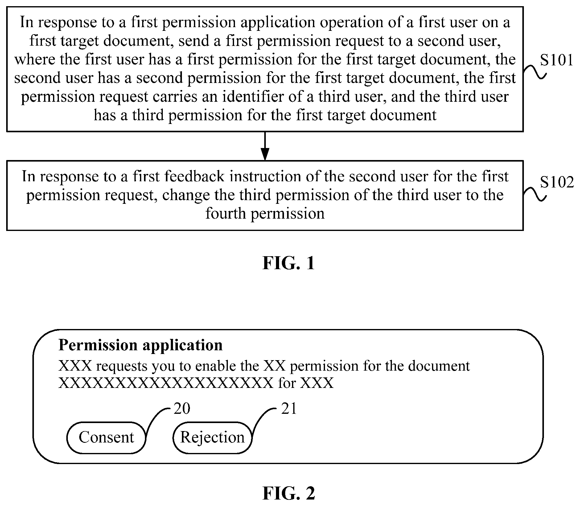 Patent US12367302 Figure 1 – Document permission processing method and apparatus, electronic device, and storage medium