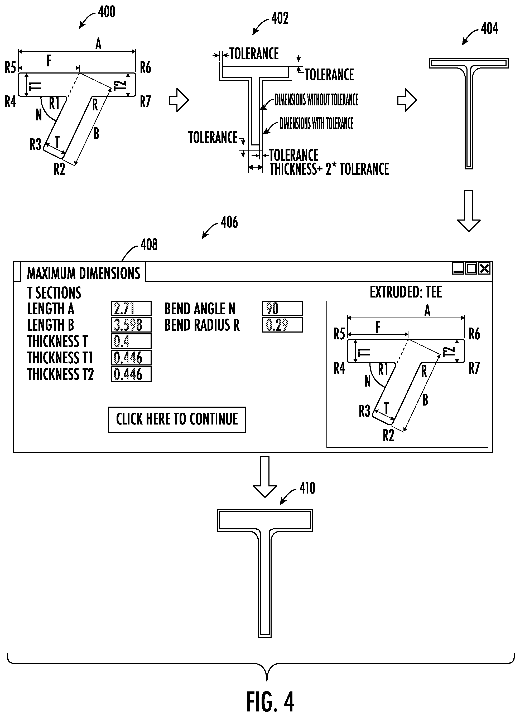 Patent US12367324 Figure 4 – Optimization of cross-sectional profile shapes for manufacture of structural parts