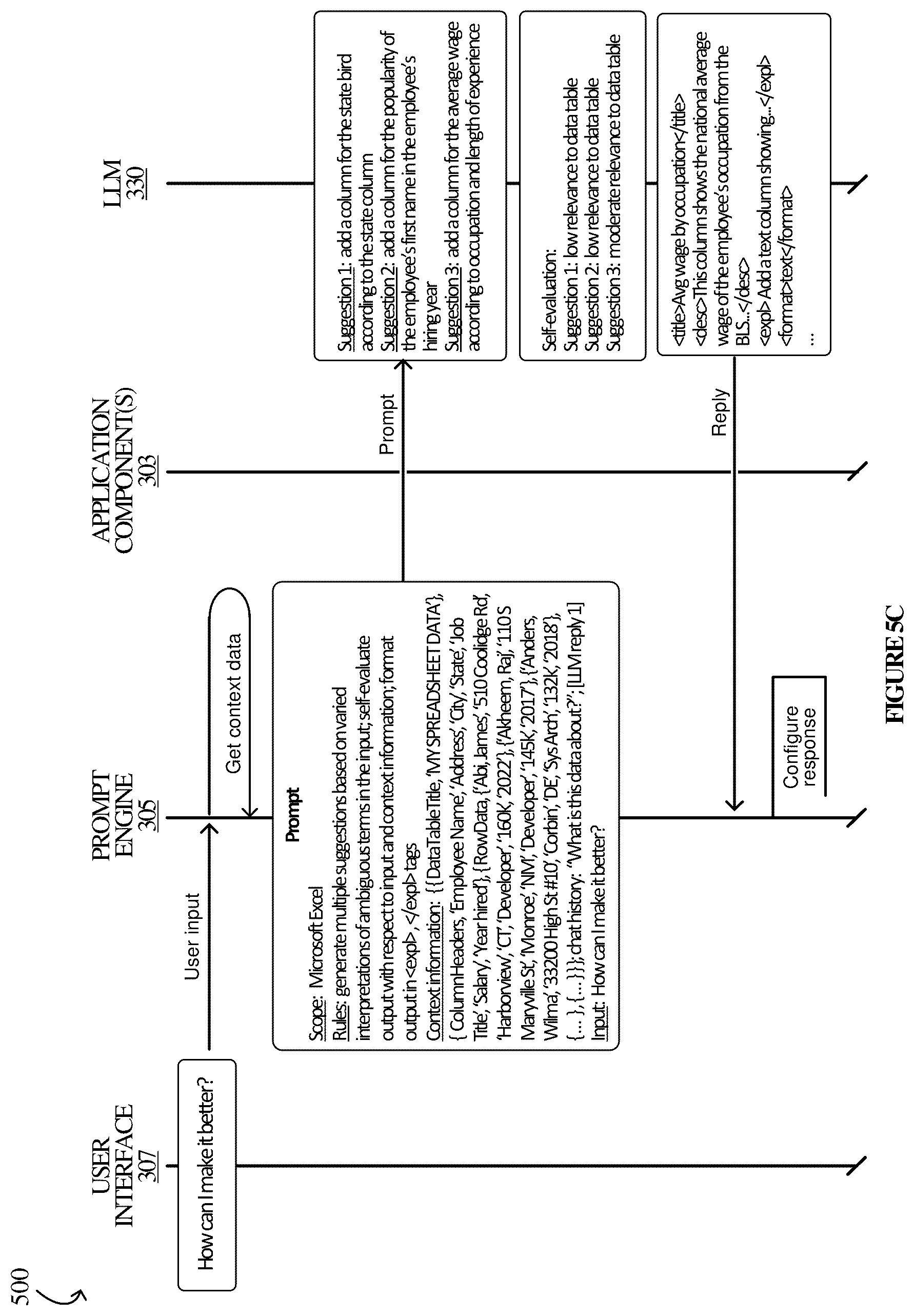 Patent US12367336 Figure 7 – Chain of thought reasoning for LLM integrations in spreadsheet environments