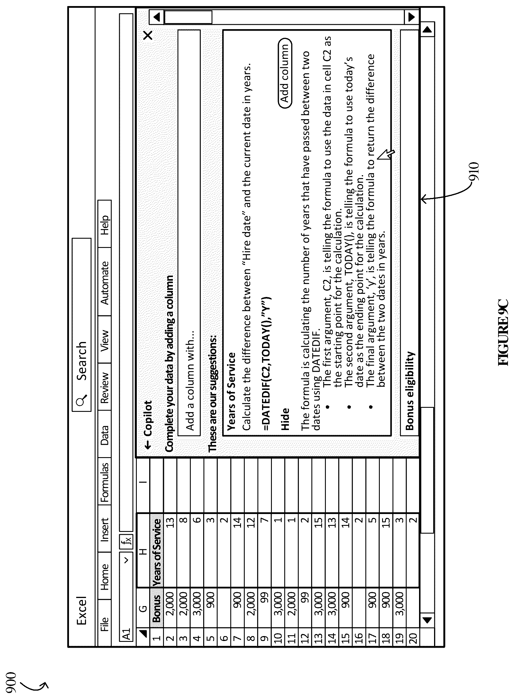 Patent US12367336 Figure 20 – Chain of thought reasoning for LLM integrations in spreadsheet environments