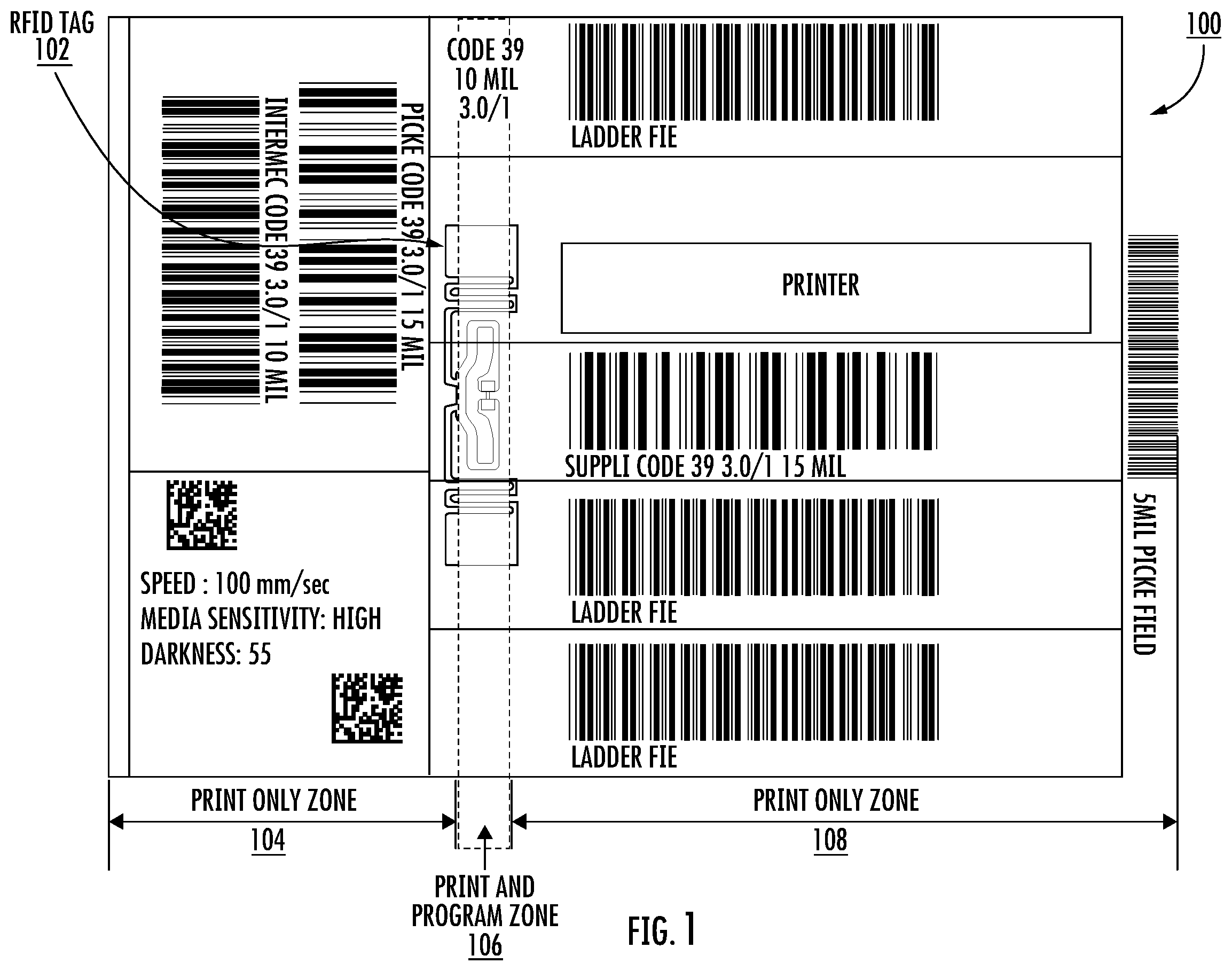 Patent US12367356 Figure 1 – Multi-antenna RFID printer