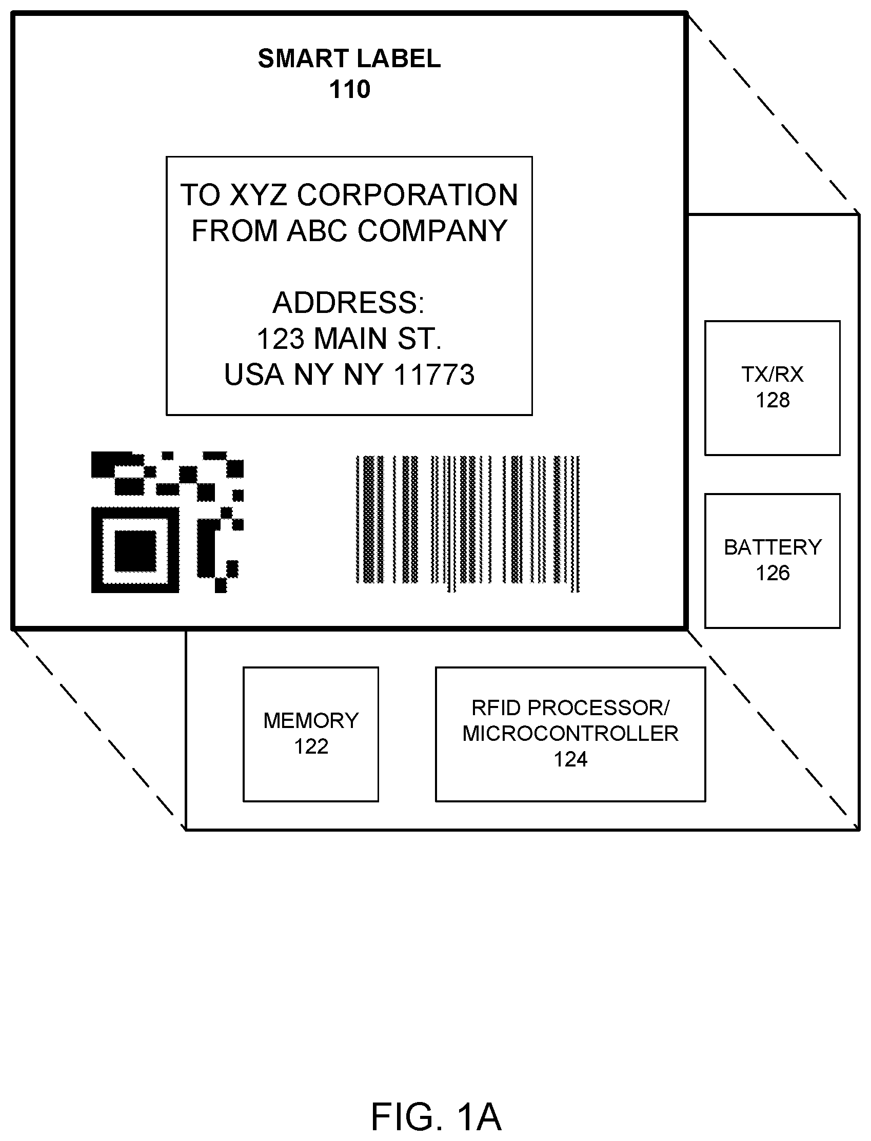 Patent US12367357 Figure 1 – Activating a smart label via contact
