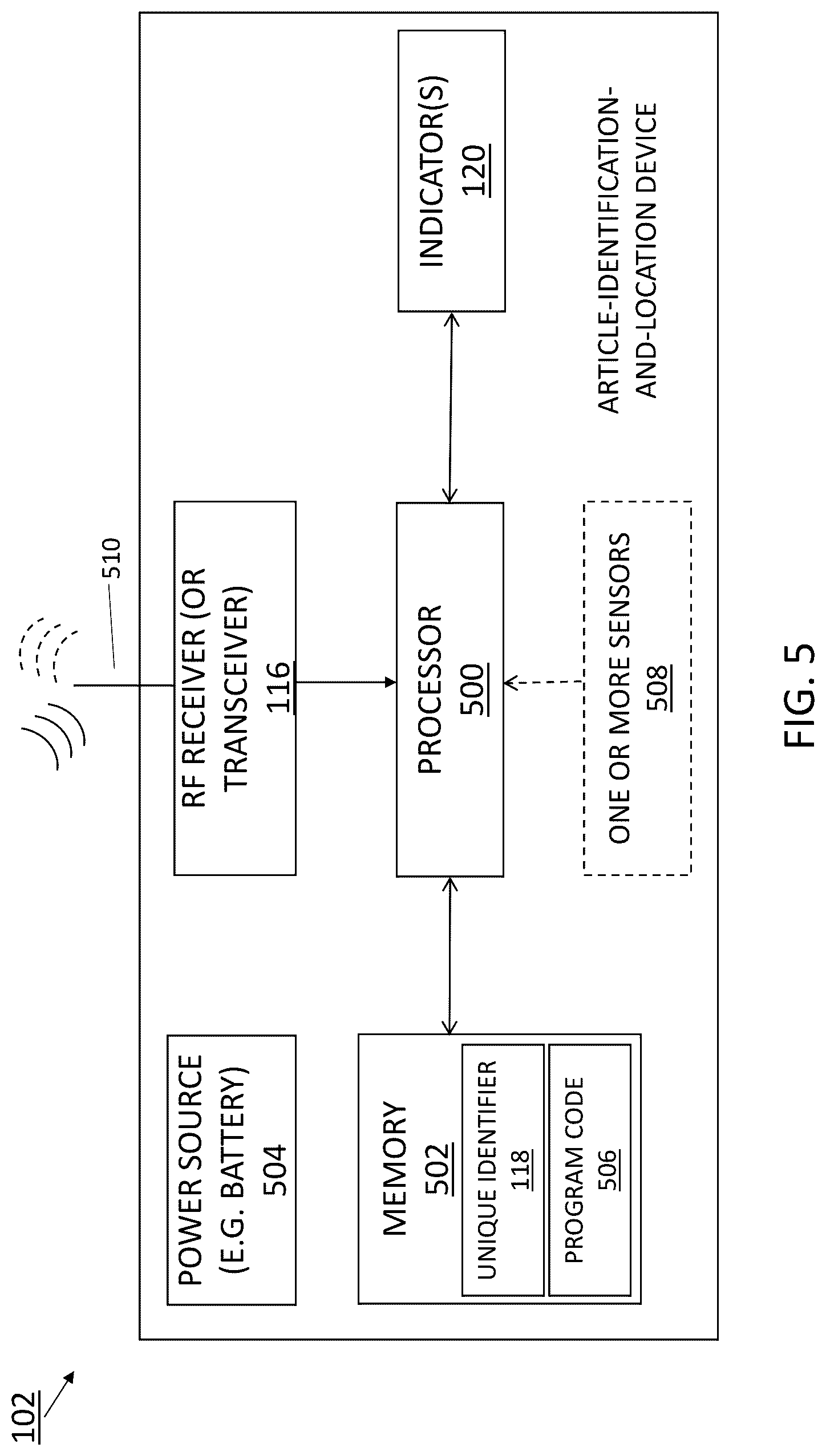 Patent US12367366 Figure 5 – Article-identification-and-location device systems and methods of using same