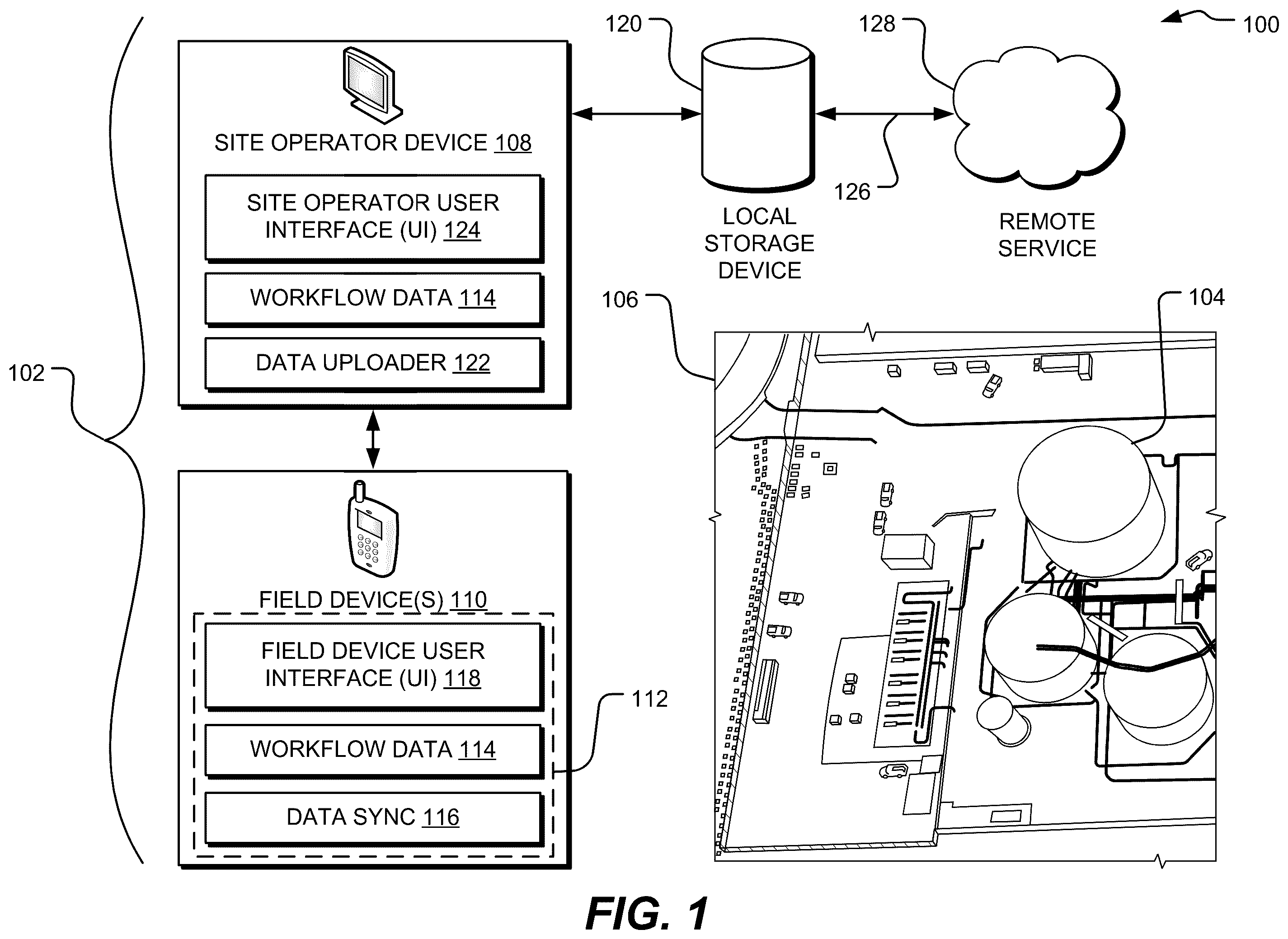 Patent US12367370 Figure 1 – Systems and methods for tracking facility assets