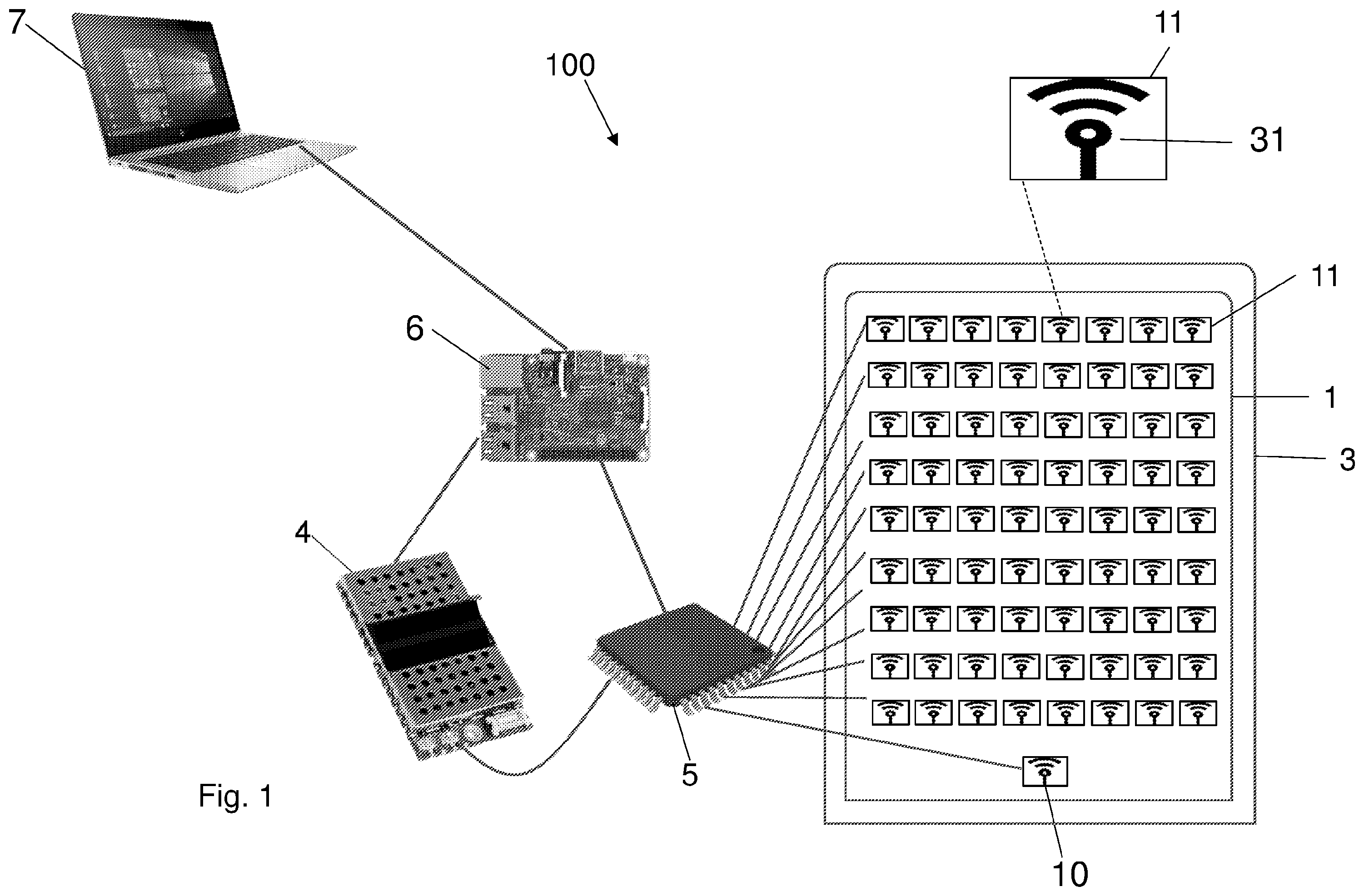 Patent US12367371 Figure 1 – System for identifying, localizing and storing histology cassettes and slides