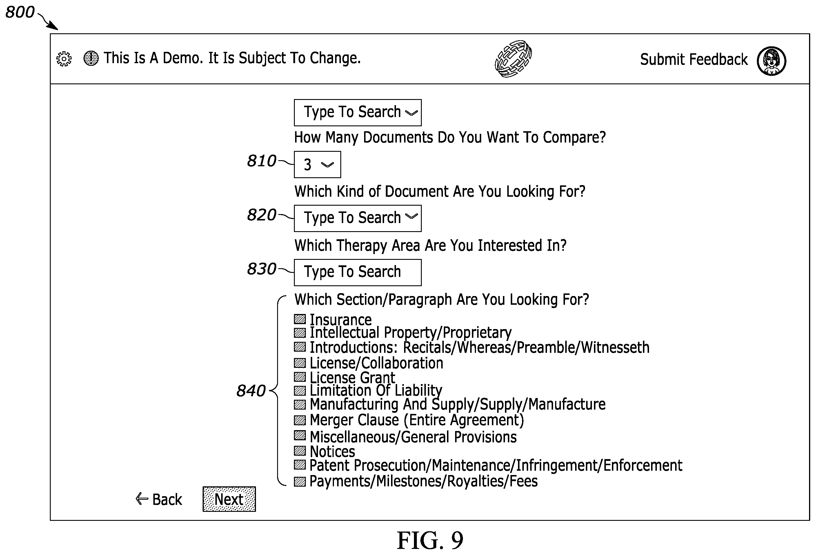 Patent US12367398 Figure 11 – Software-assisted system and method for locating, evaluating and creating market-standard documents