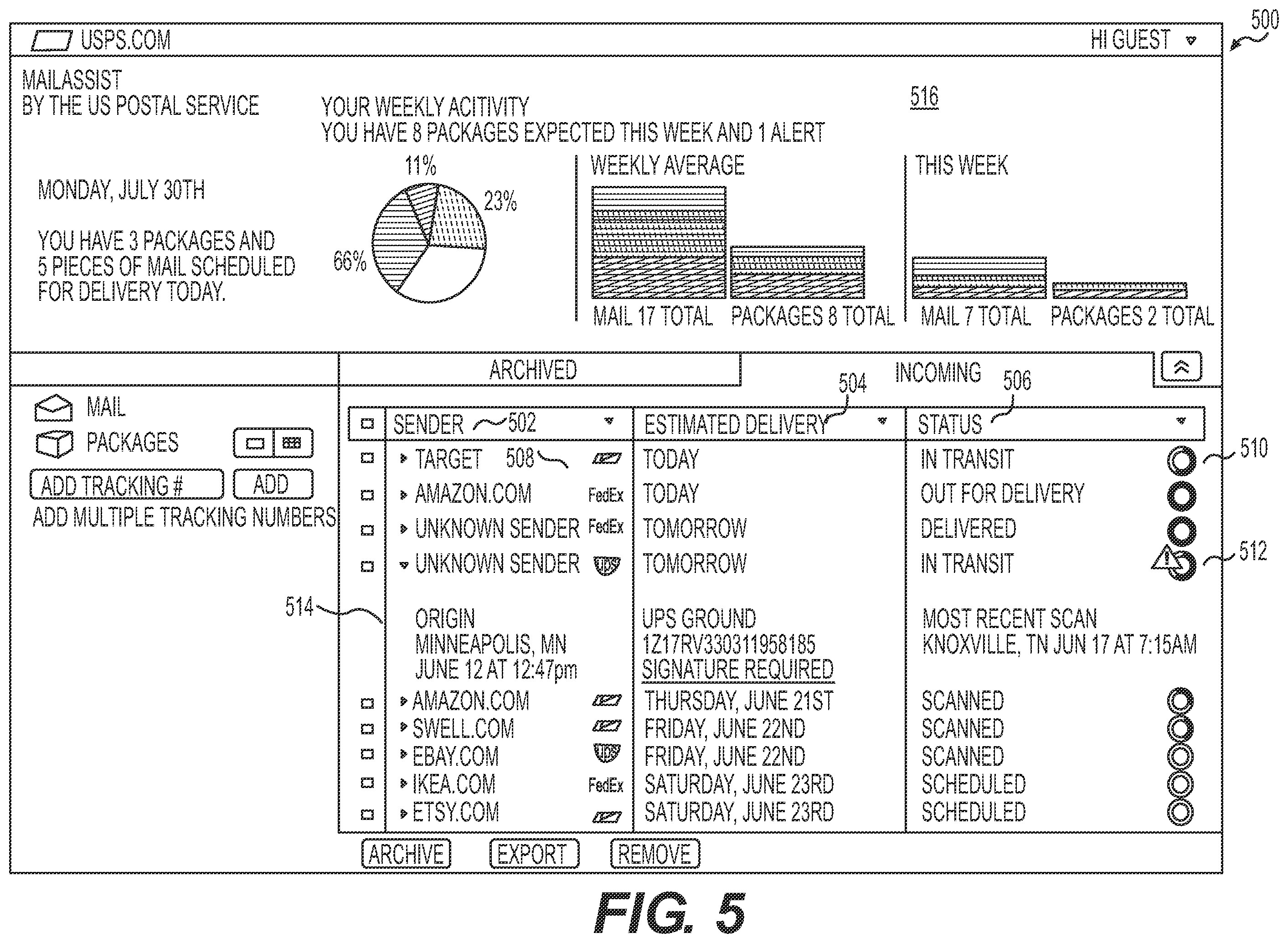 Patent US12367448 Figure 5 – Systems and methods for creating and using a hybrid-digital mailbox