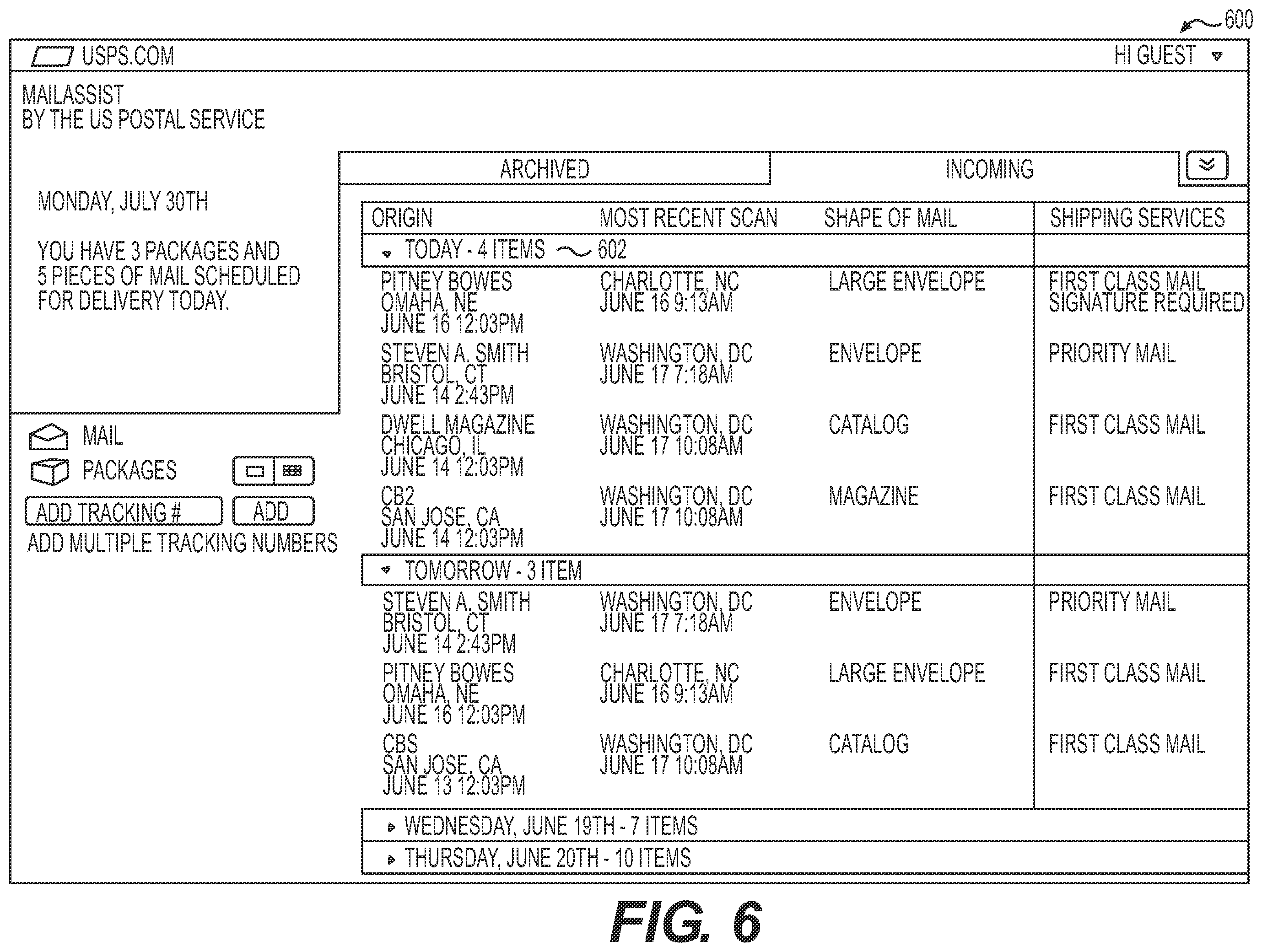 Patent US12367448 Figure 6 – Systems and methods for creating and using a hybrid-digital mailbox