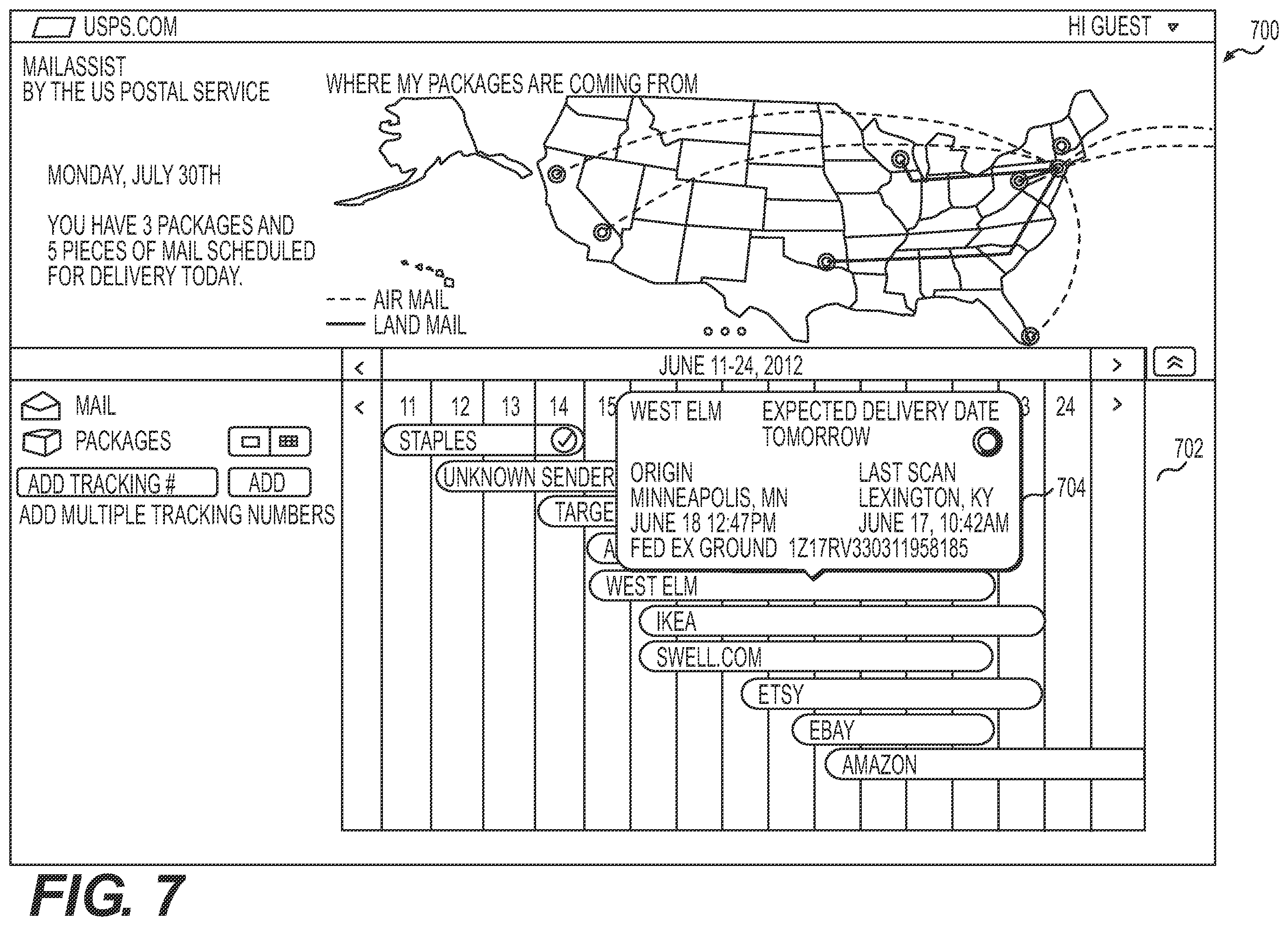 Patent US12367448 Figure 7 – Systems and methods for creating and using a hybrid-digital mailbox