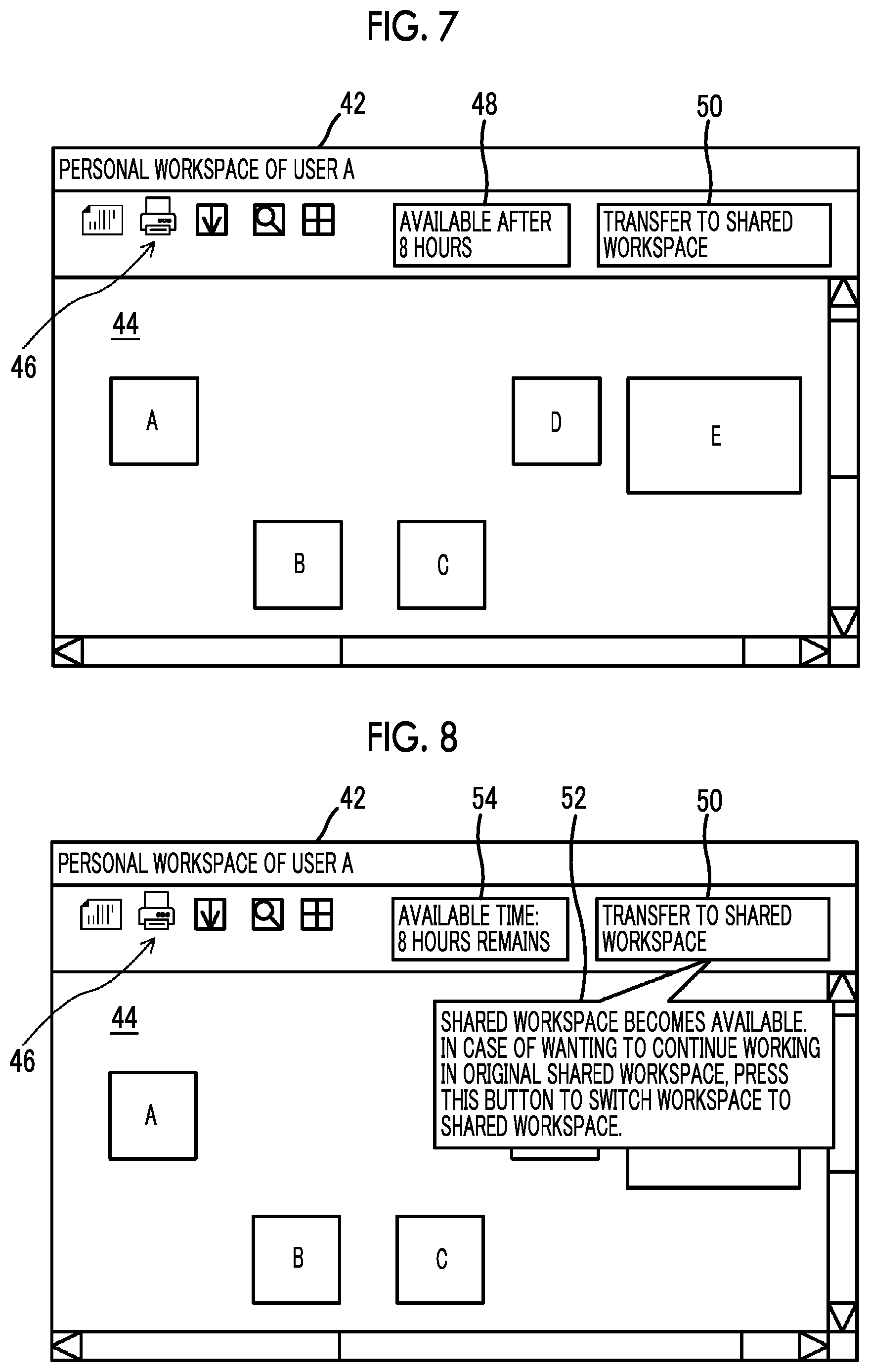 Patent US12367459 Figure 4 – Information processing apparatus, non-transitory computer readable medium storing program, and information processing method for transferring object between personal and shared workspaces