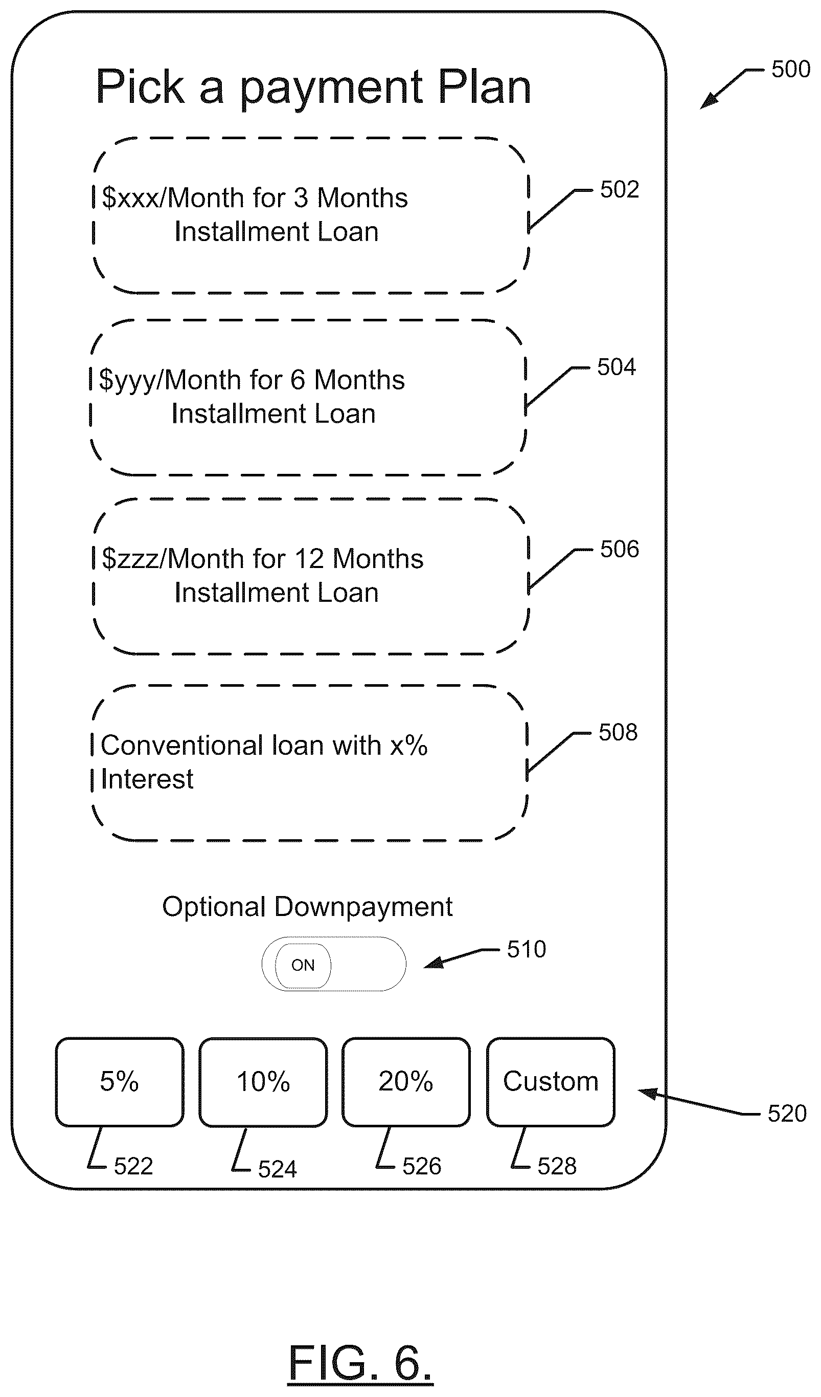 Patent US12367474 Figure 6 – System, method and apparatus for providing voluntary down payments for online purchases based on credit