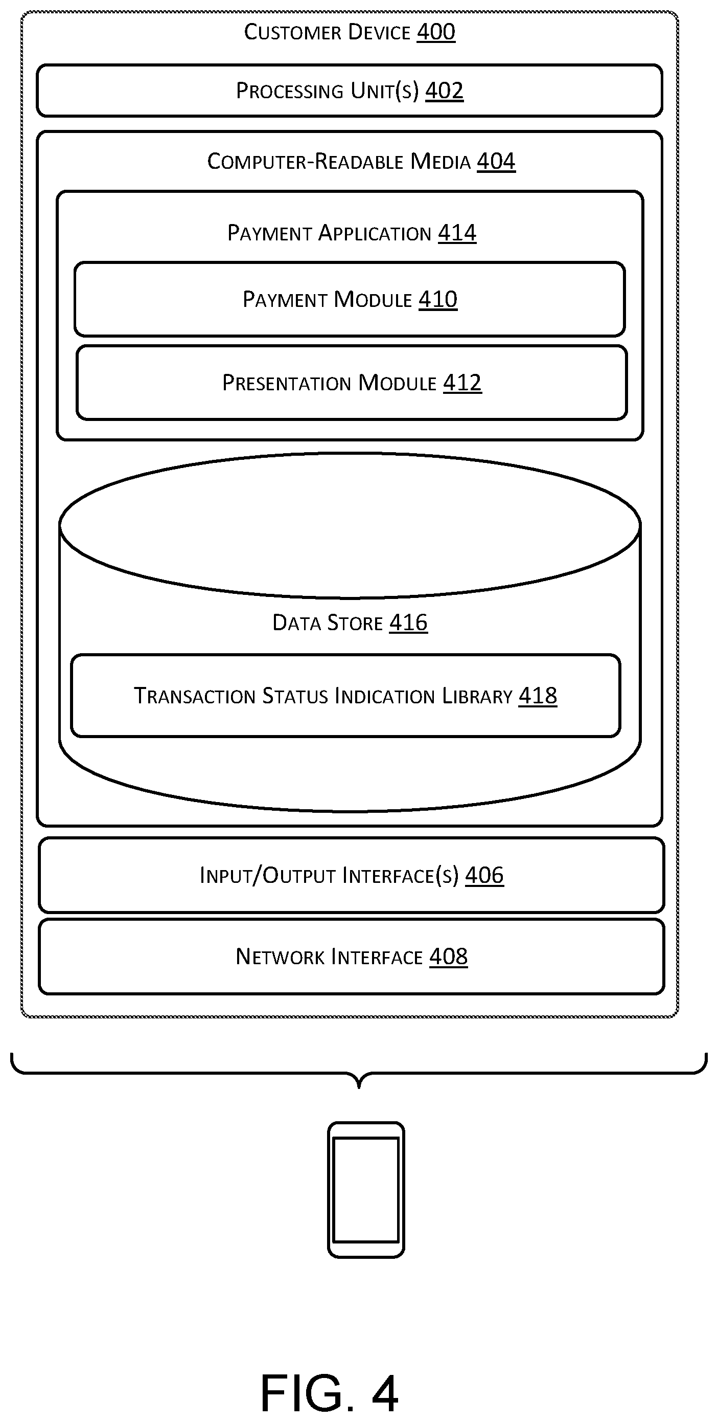 Patent US12367478 Figure 4 – Integration of transaction status indications
