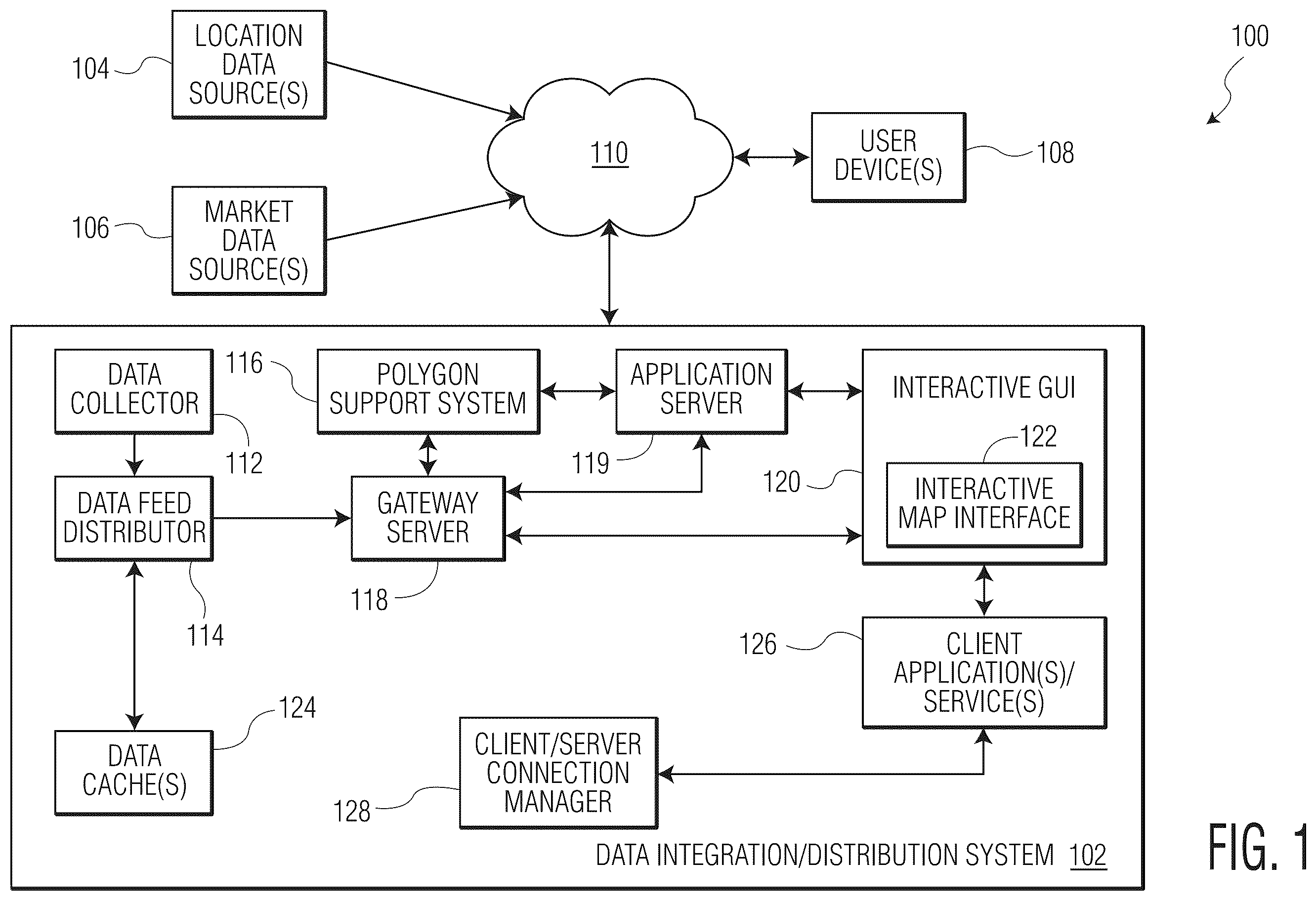 Patent US12367505 Figure 1 – Interactive map interface incorporating customizable geospatial data