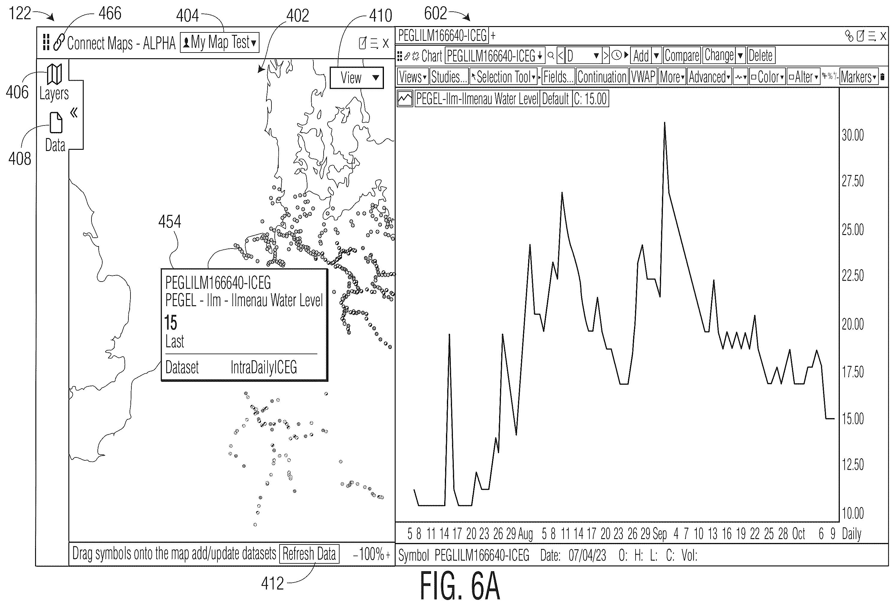 Patent US12367505 Figure 14 – Interactive map interface incorporating customizable geospatial data
