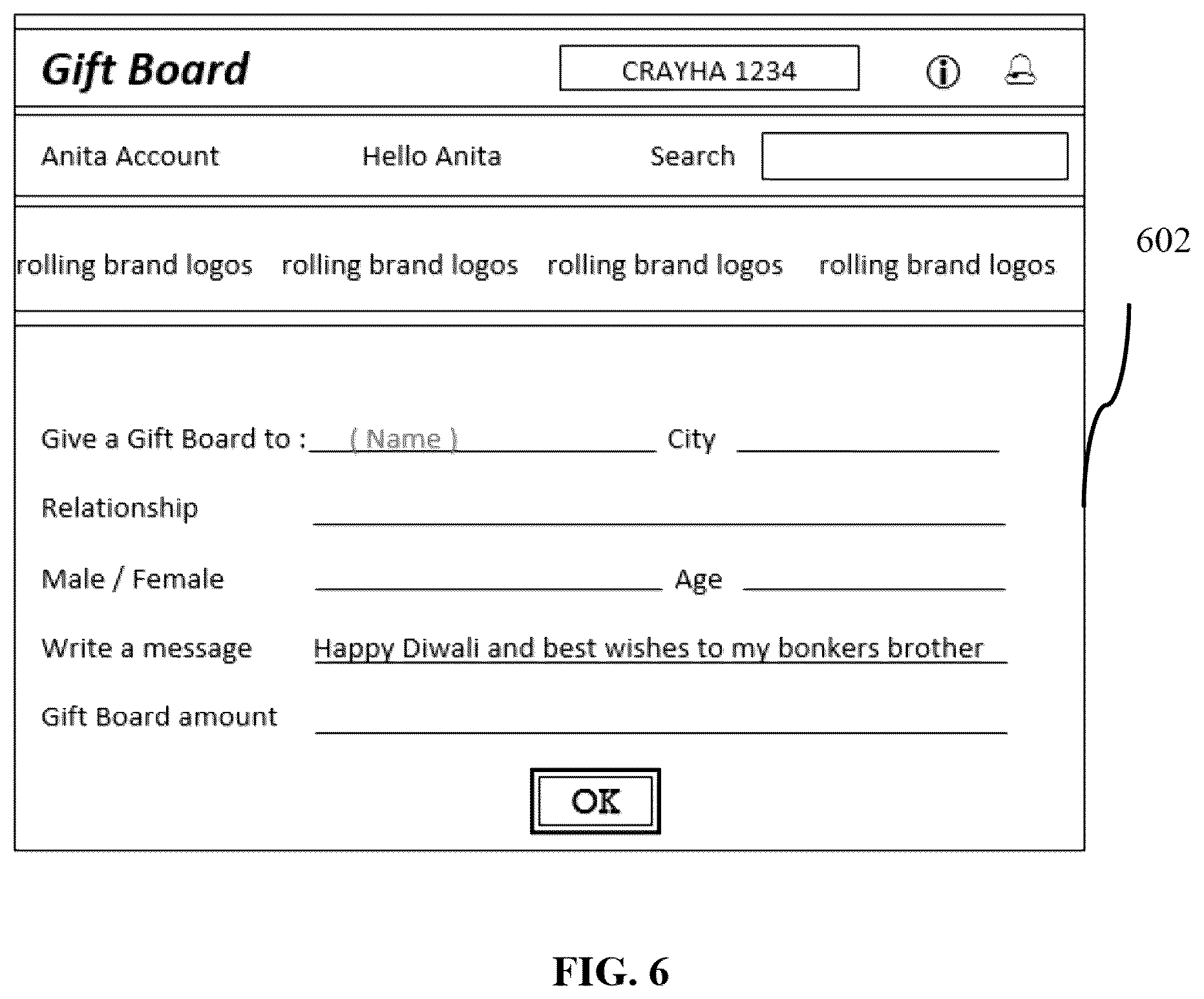 Patent US12367522 Figure 6 – Gift transaction system and method for creating a custom-made digital mall of gifts