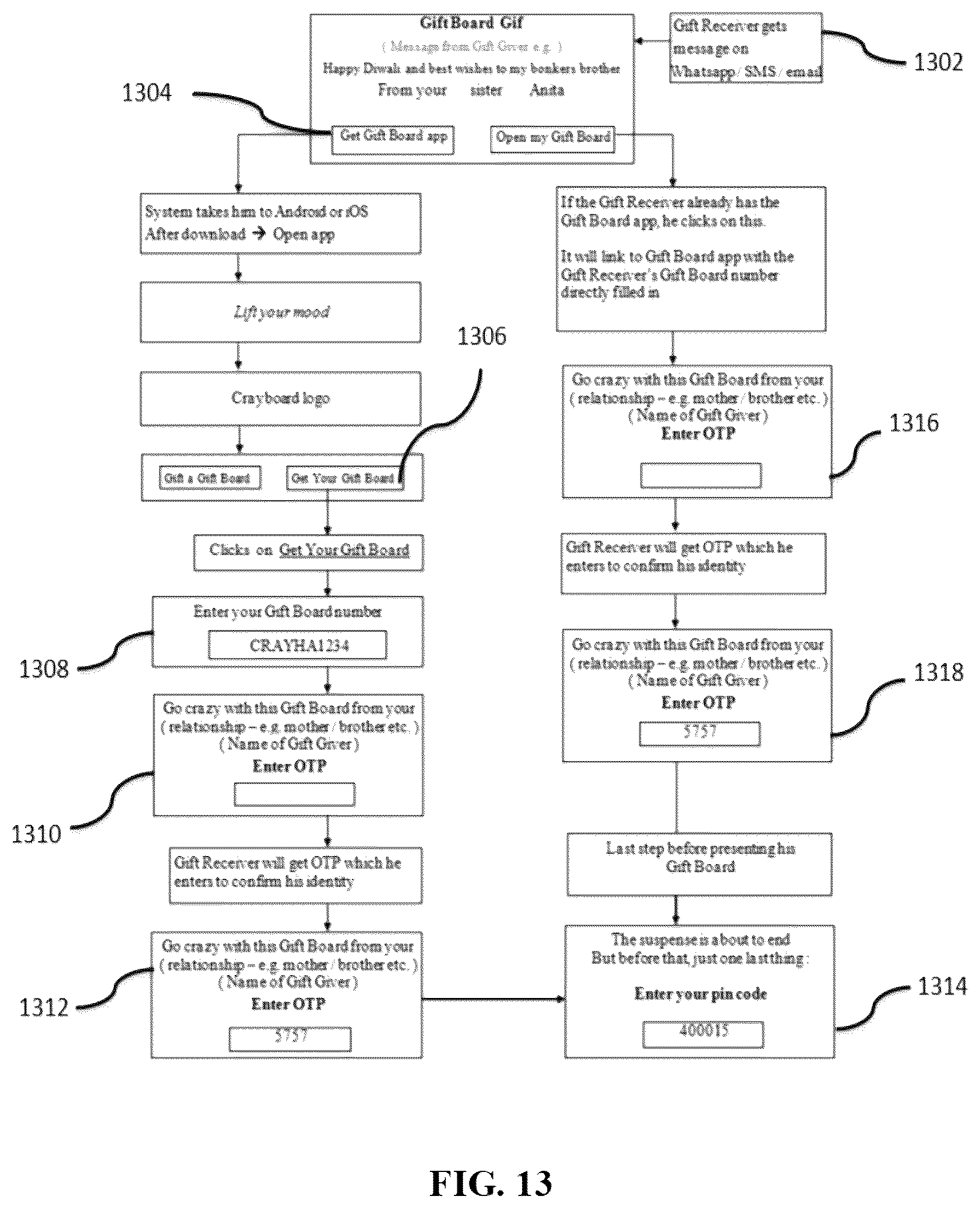 Patent US12367522 Figure 13 – Gift transaction system and method for creating a custom-made digital mall of gifts