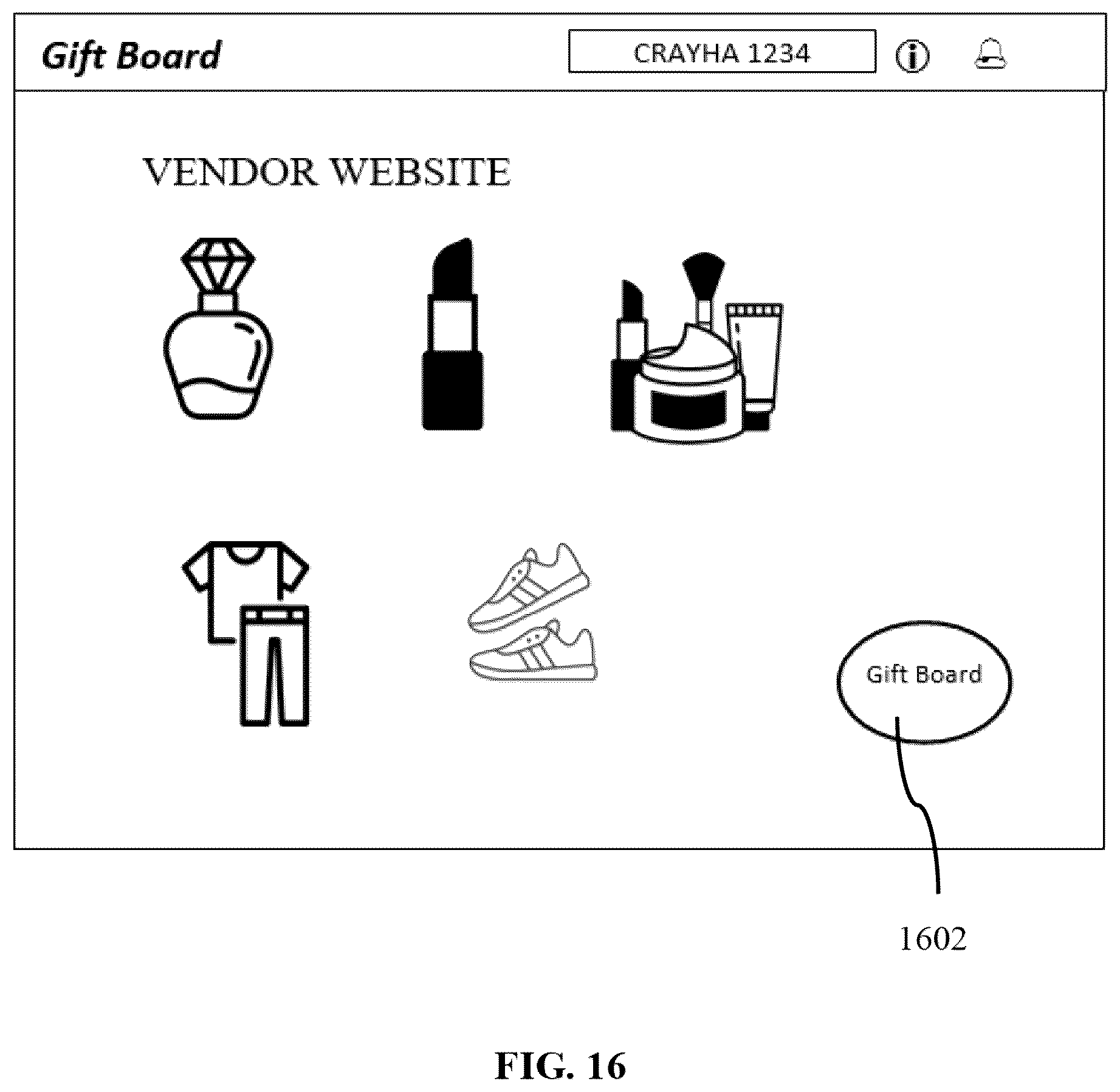 Patent US12367522 Figure 16 – Gift transaction system and method for creating a custom-made digital mall of gifts