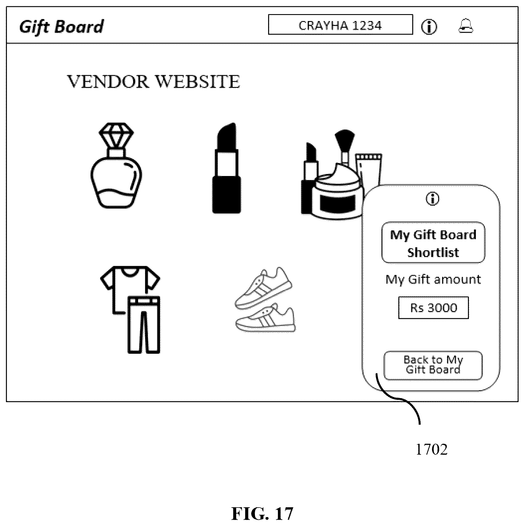 Patent US12367522 Figure 17 – Gift transaction system and method for creating a custom-made digital mall of gifts