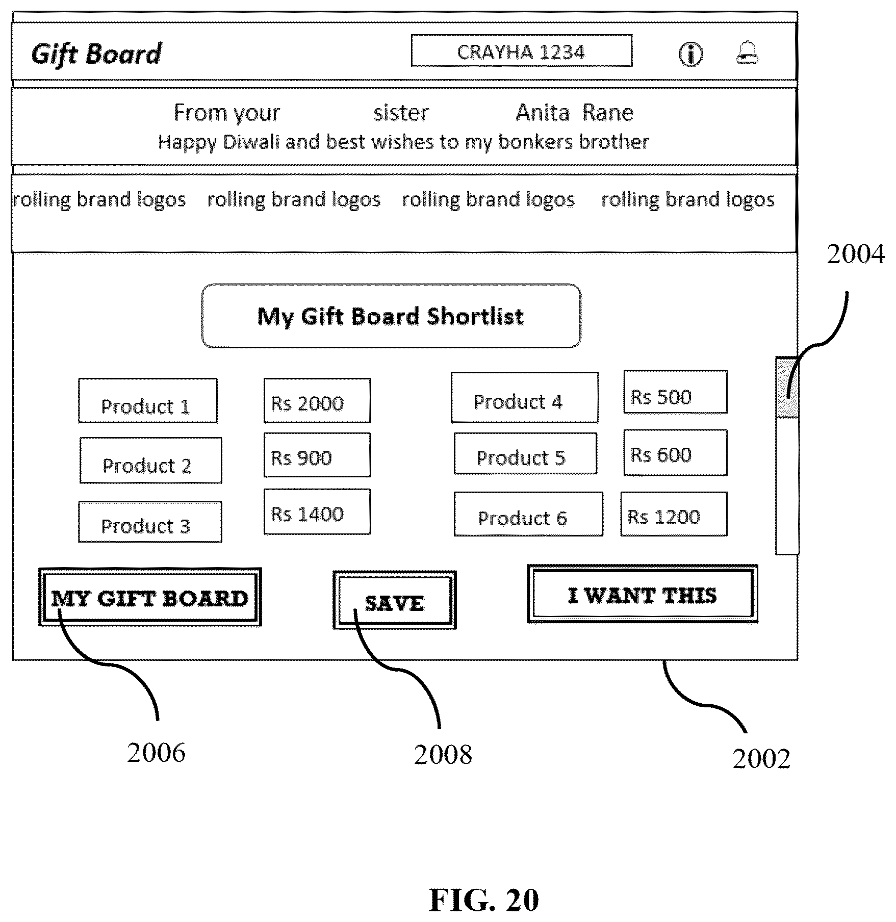 Patent US12367522 Figure 20 – Gift transaction system and method for creating a custom-made digital mall of gifts