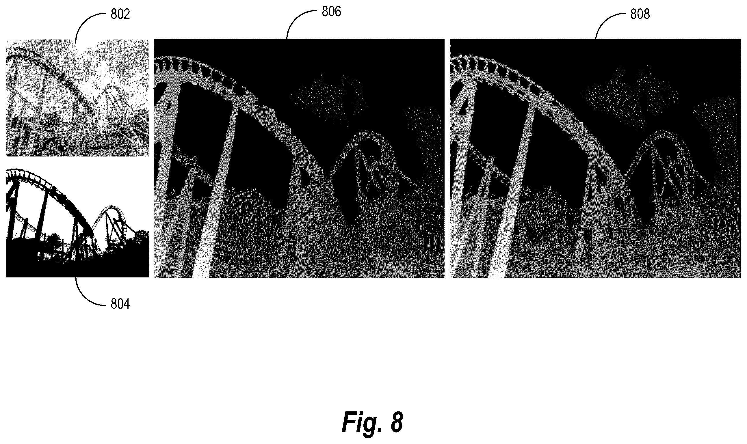 Patent US12367585 Figure 8 – Utilizing machine learning models to generate refined depth maps with segmentation mask guidance