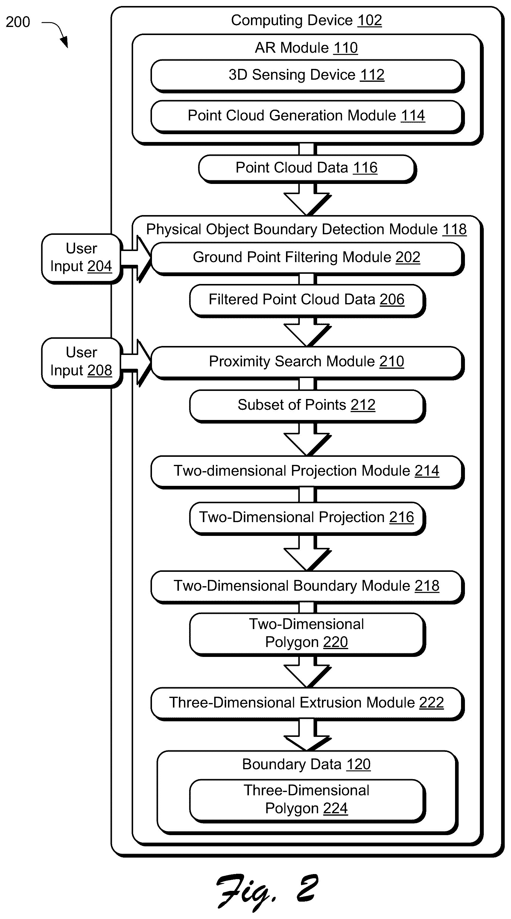 Patent US12367590 Figure 2 – Physical object boundary detection techniques and systems