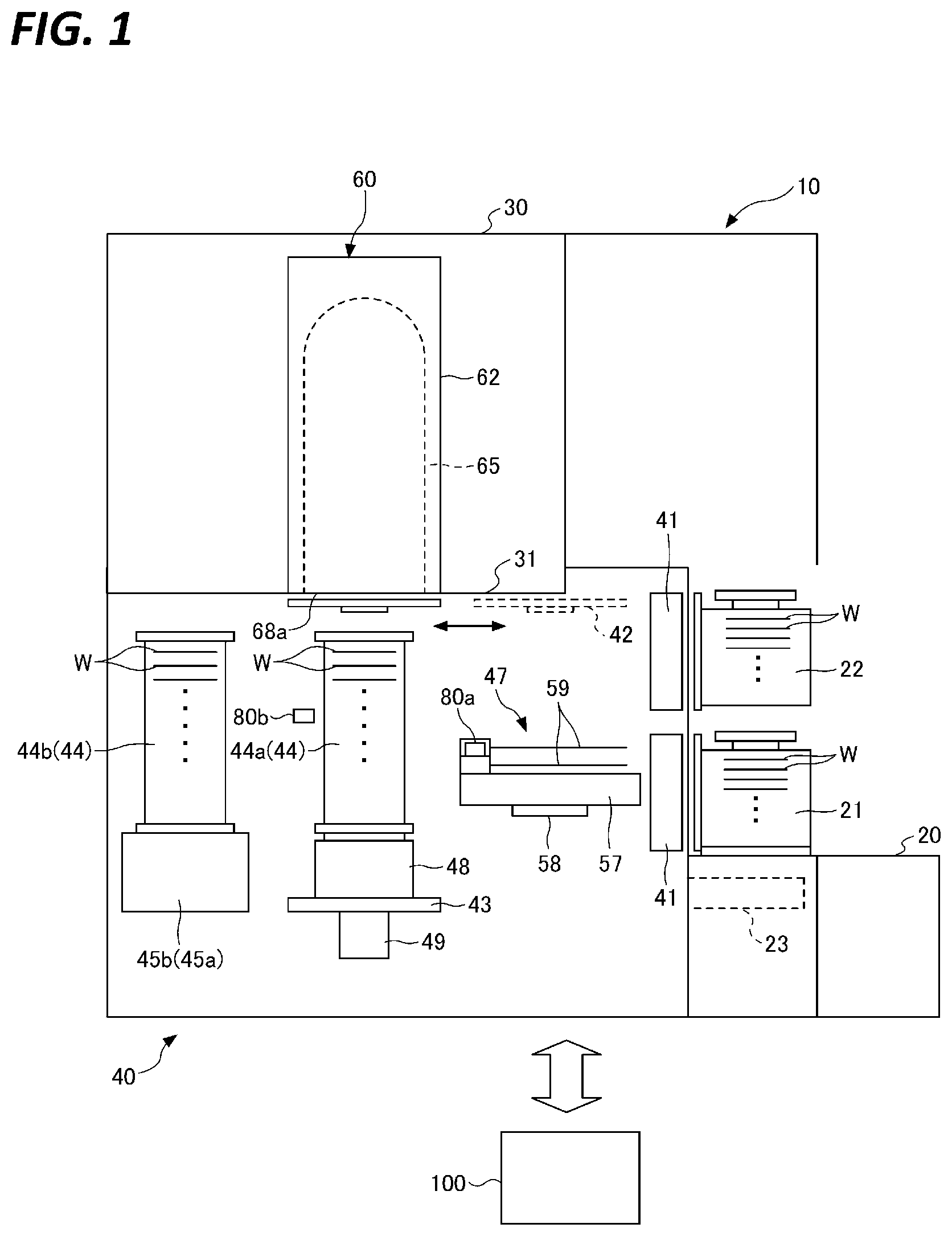 Patent US12367602 — Information processing apparatus for teaching transfer position of substrate, transfer position teaching method, and substrate processing apparatus including the information processing apparatus — Figure 1