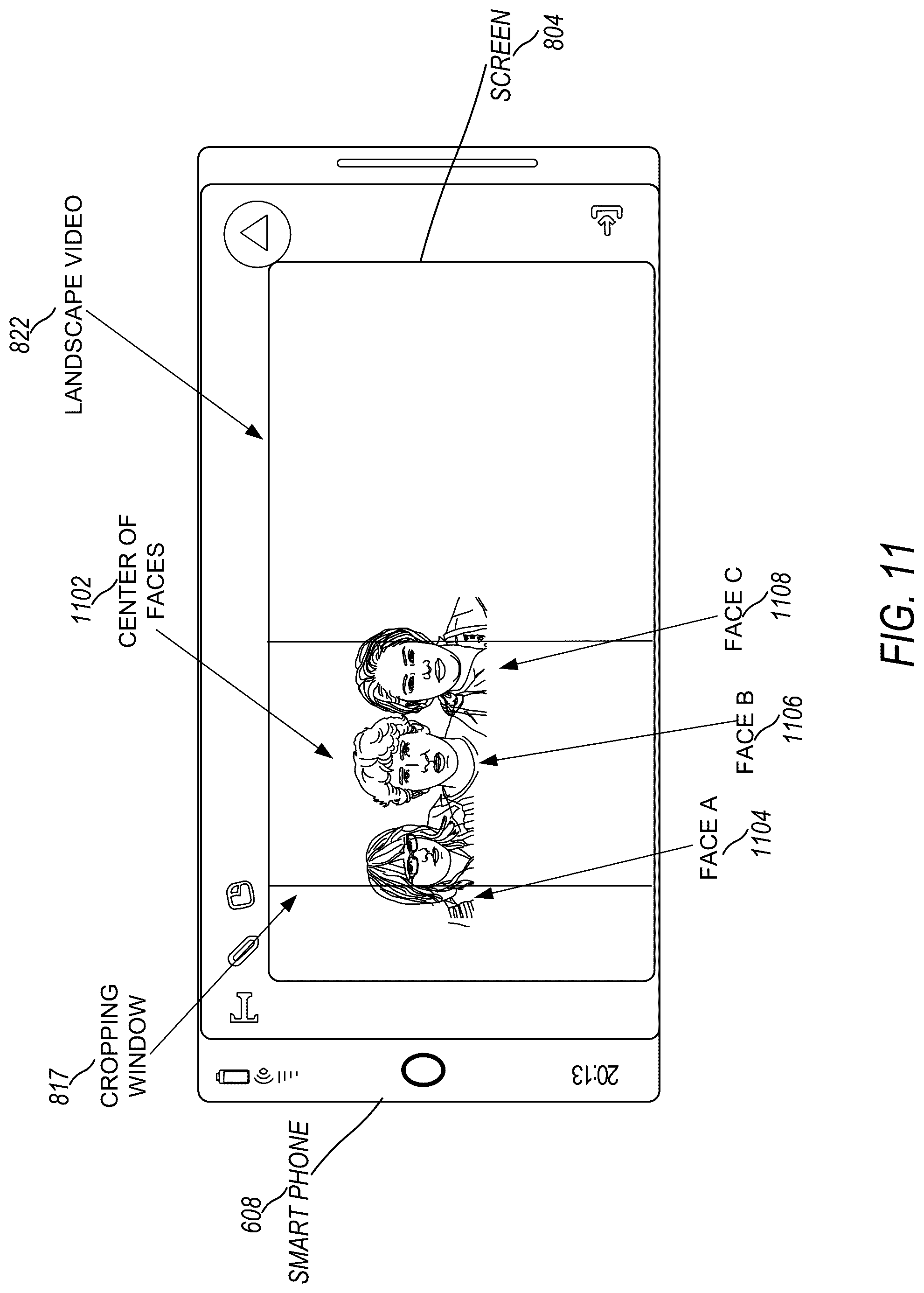 Patent US12367606 Figure 11 – Automatically cropping of landscape videos