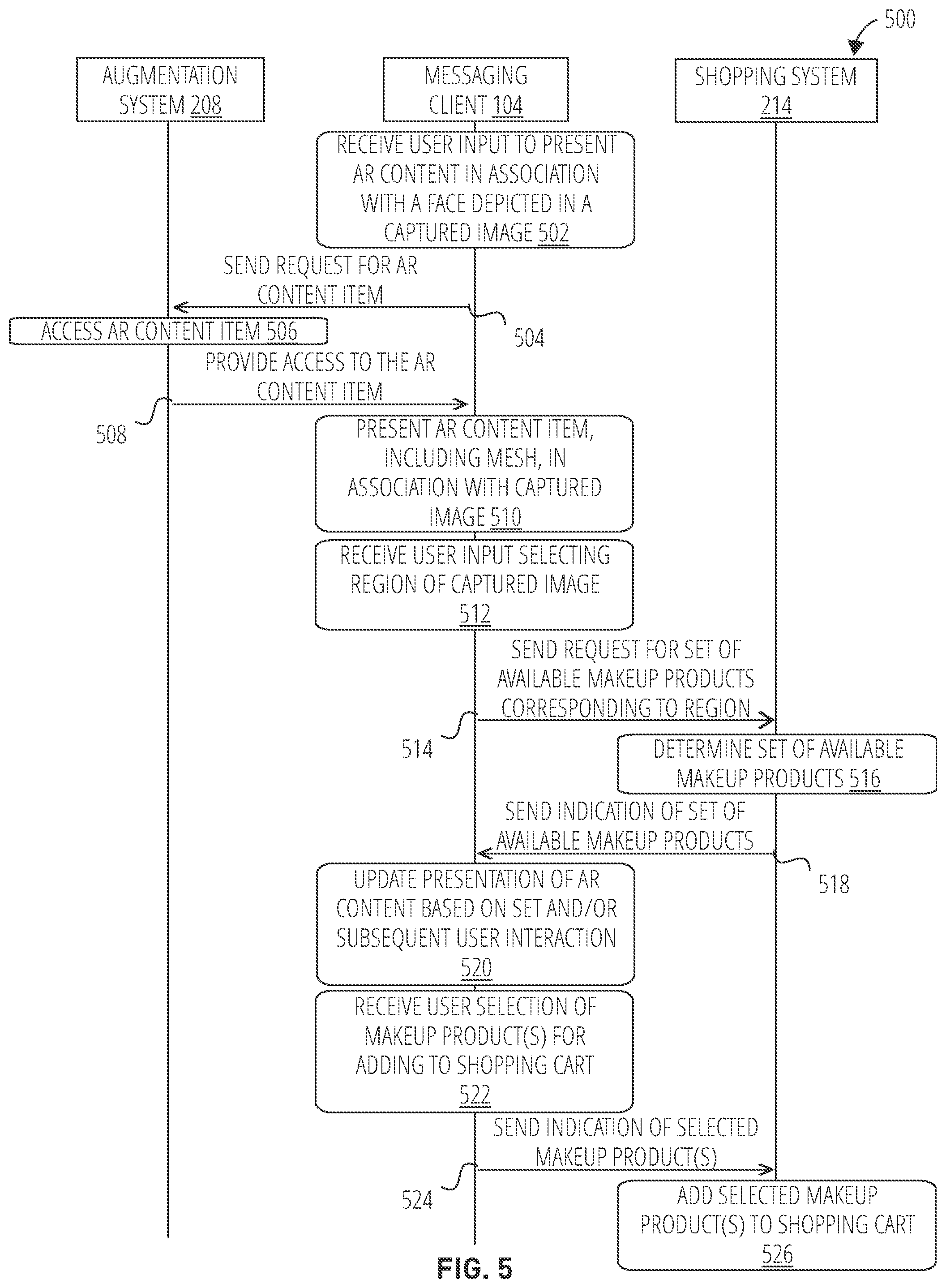 Patent US12367617 Figure 5 – Providing augmented reality-based makeup in a messaging system