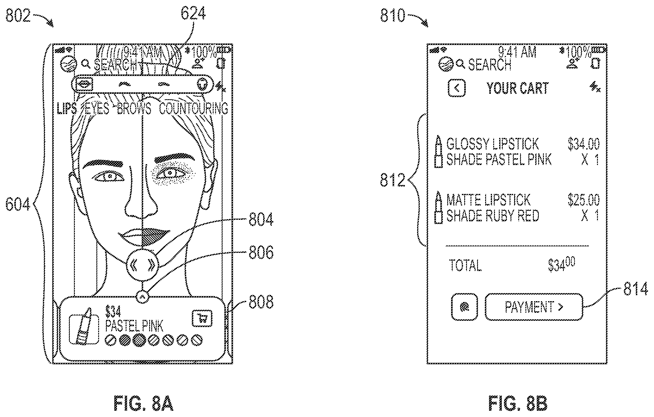Patent US12367617 Figure 8 – Providing augmented reality-based makeup in a messaging system