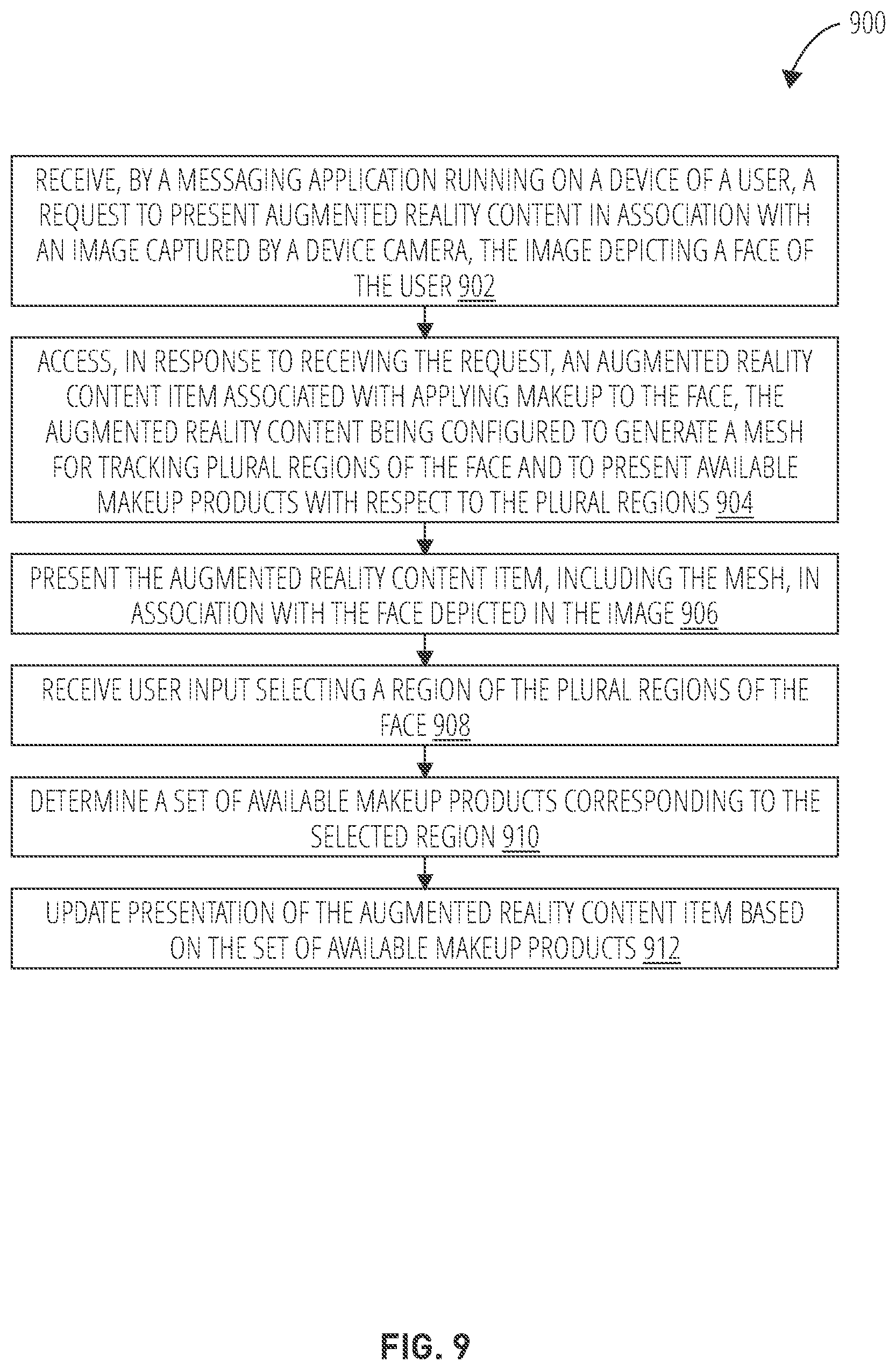 Patent US12367617 Figure 9 – Providing augmented reality-based makeup in a messaging system