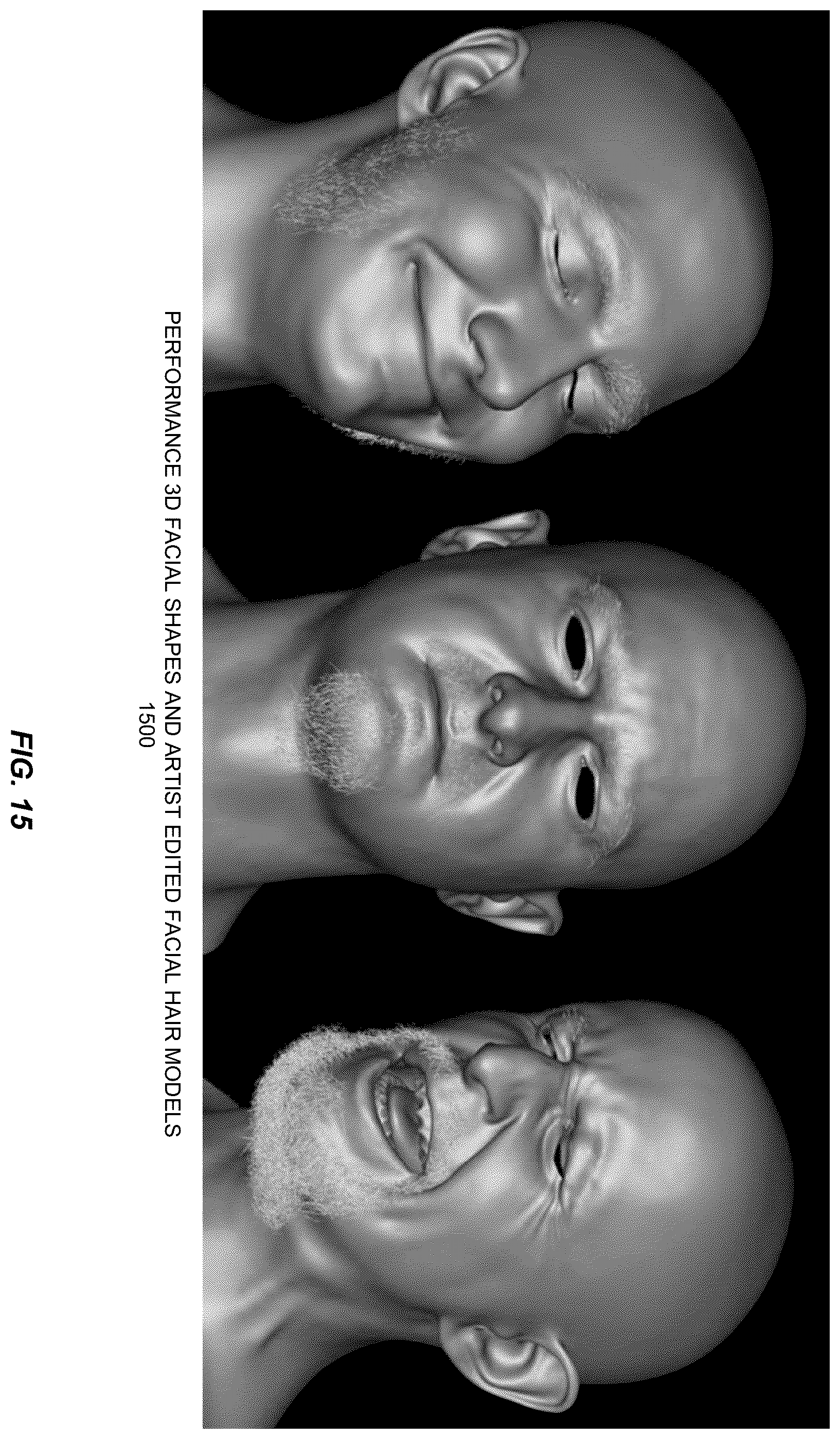 Patent US12367649 Figure 15 – Generating a facial-hair-free mesh of a subject