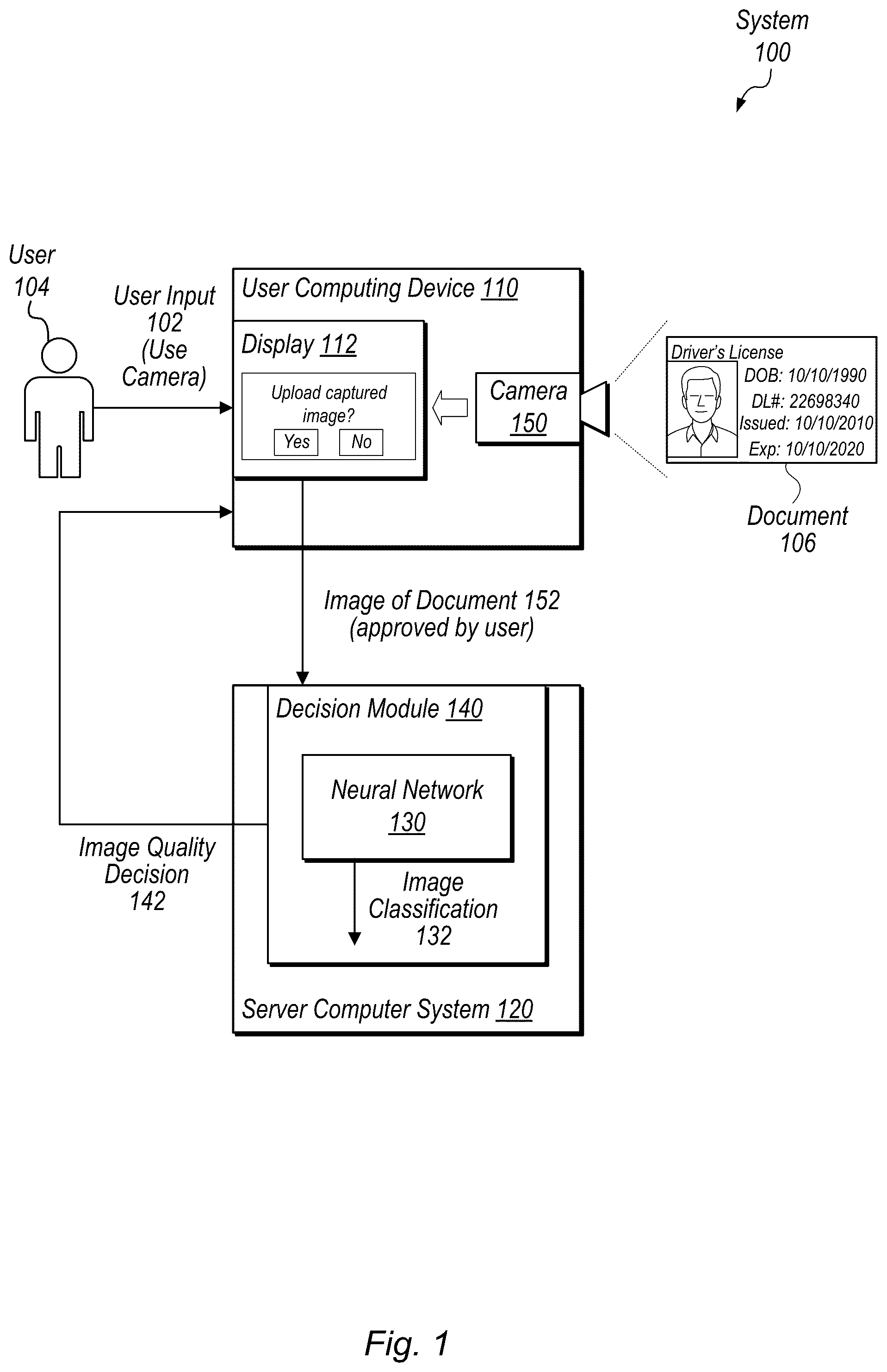 Patent US12367669 Figure 1 – Document image quality detection