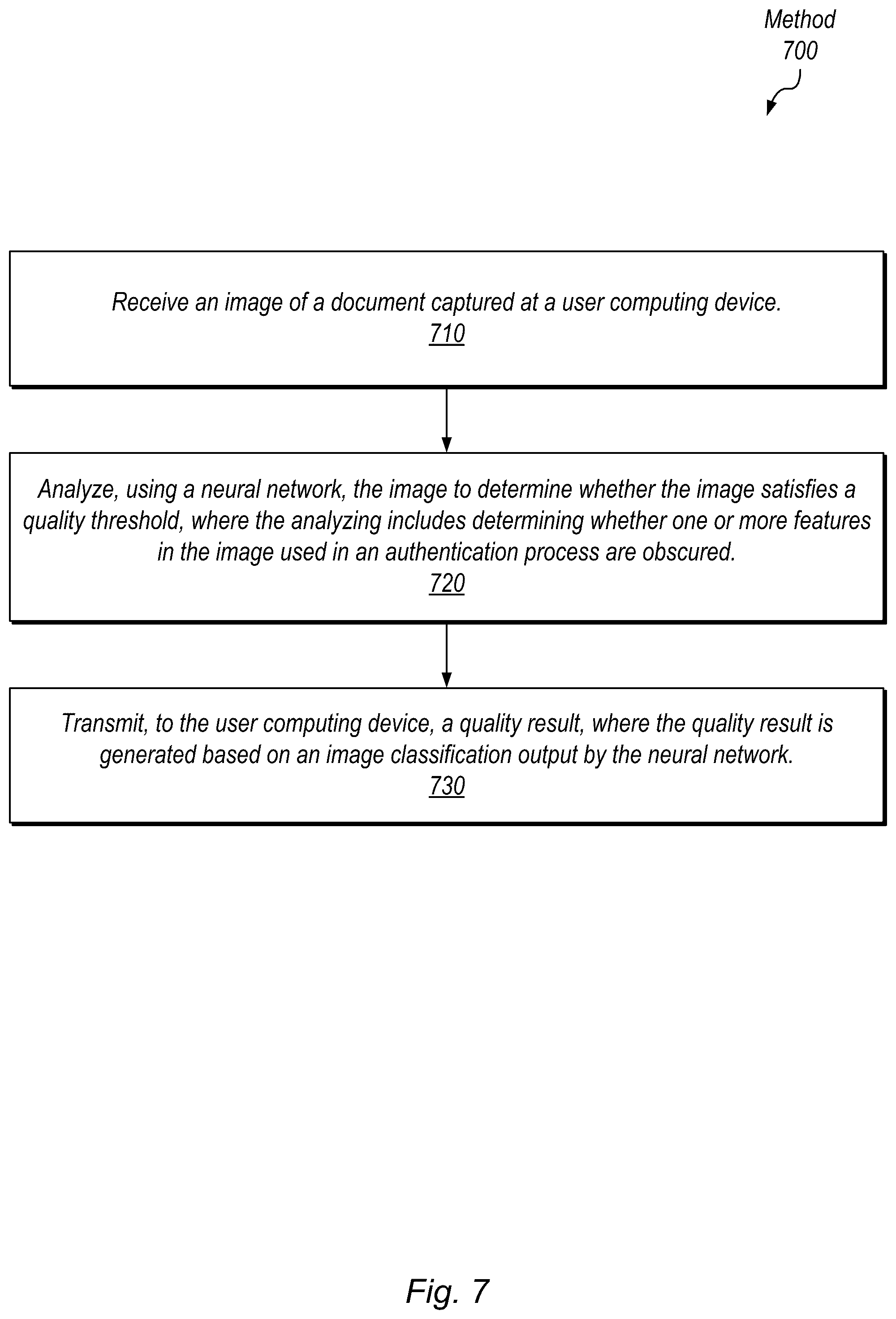 Patent US12367669 Figure 7 – Document image quality detection