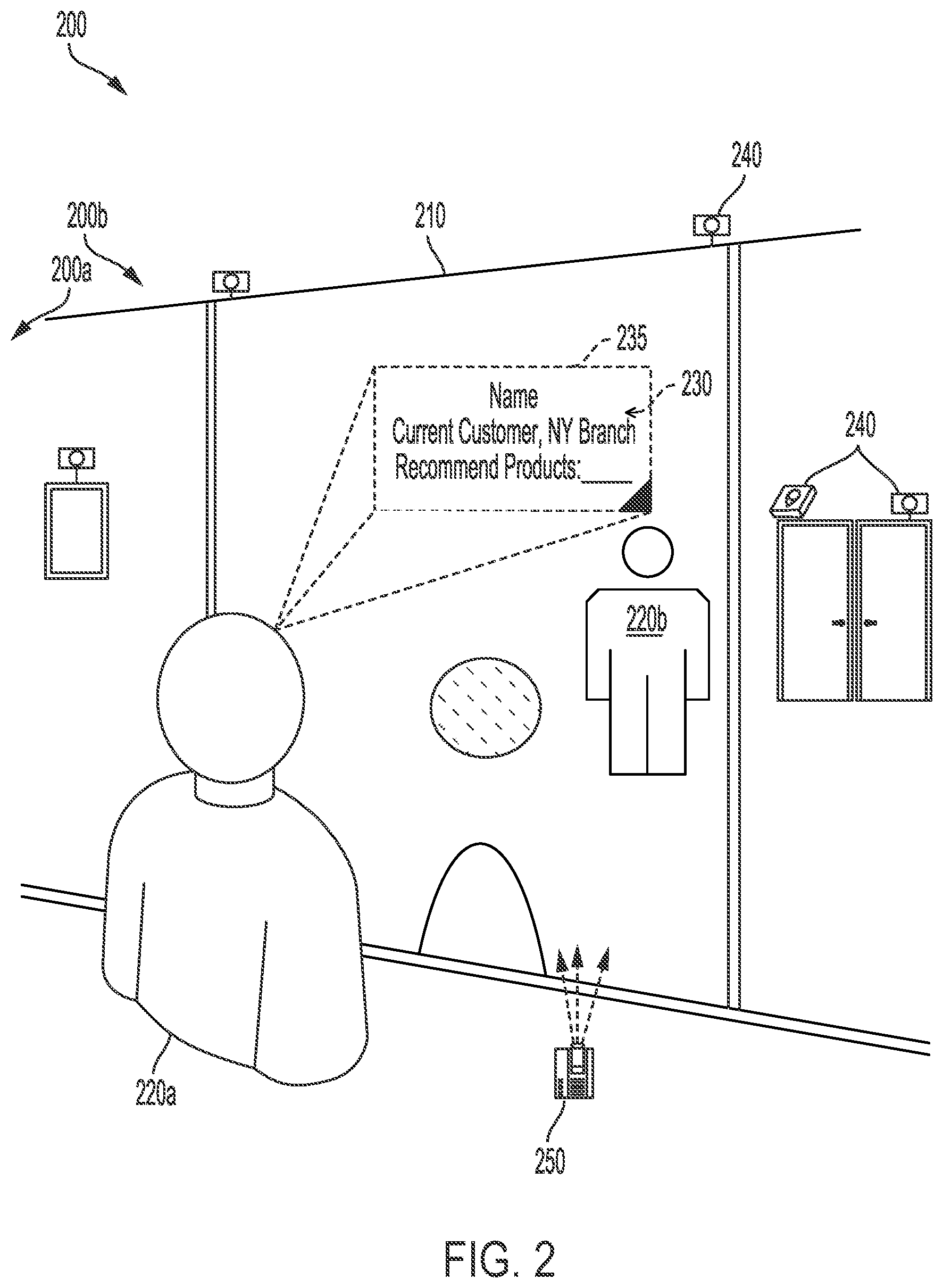 Patent US12367672 Figure 2 – User scanning and one-way augmented reality viewing system