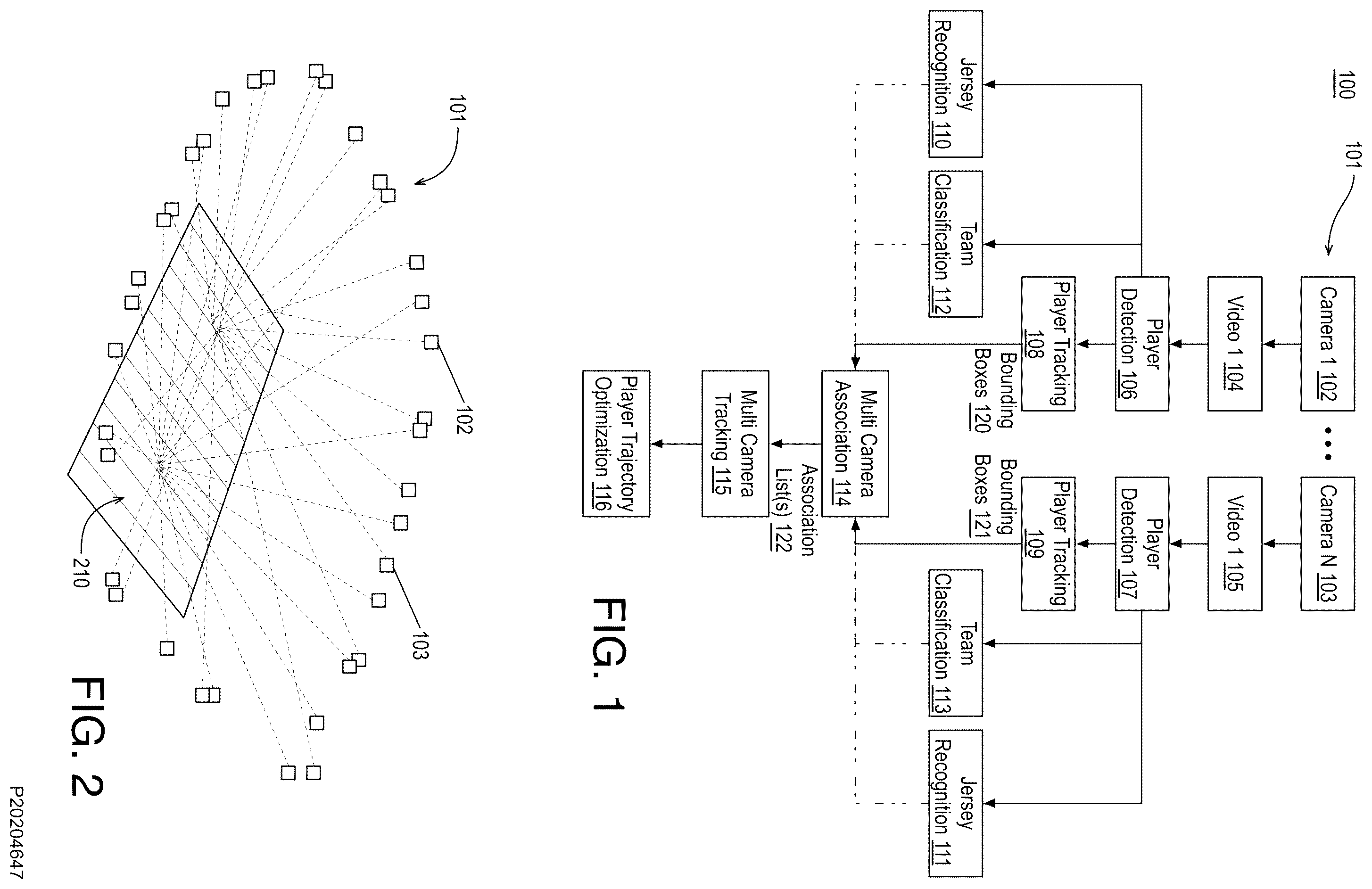 Patent US12367675 Figure 1 – Multi-camera person association via pair-wise matching in continuous frames for immersive video